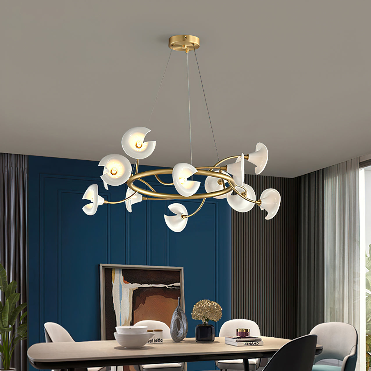 Elegant Cerisium Blossom Crystal Chandelier - Modern Floral Ceiling Light Fixture for Dining Room, Bedroom & Living Room Decor
