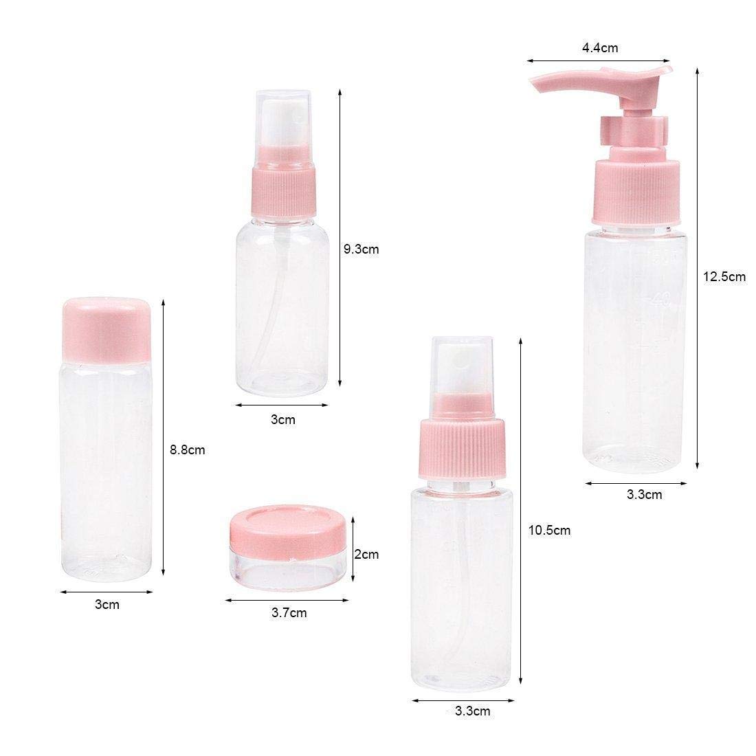 7-Piece Portable Travel Cosmetic Bottle Set - Leakproof Shampoo & Toiletries Containers with Spray Bottles for Toiletries, Liquids & Cosmetics | Perfect for Air Travel, Gym & Vacation Packing