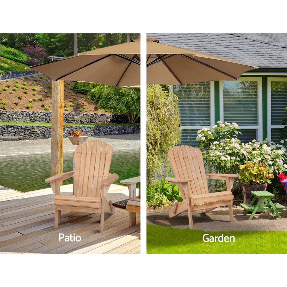 Premium Adirondack Outdoor Chairs - Natural Wooden Patio & Beach Chairs Set of 2 - Perfect for Backyard, Garden, Poolside & Coastal Relaxation