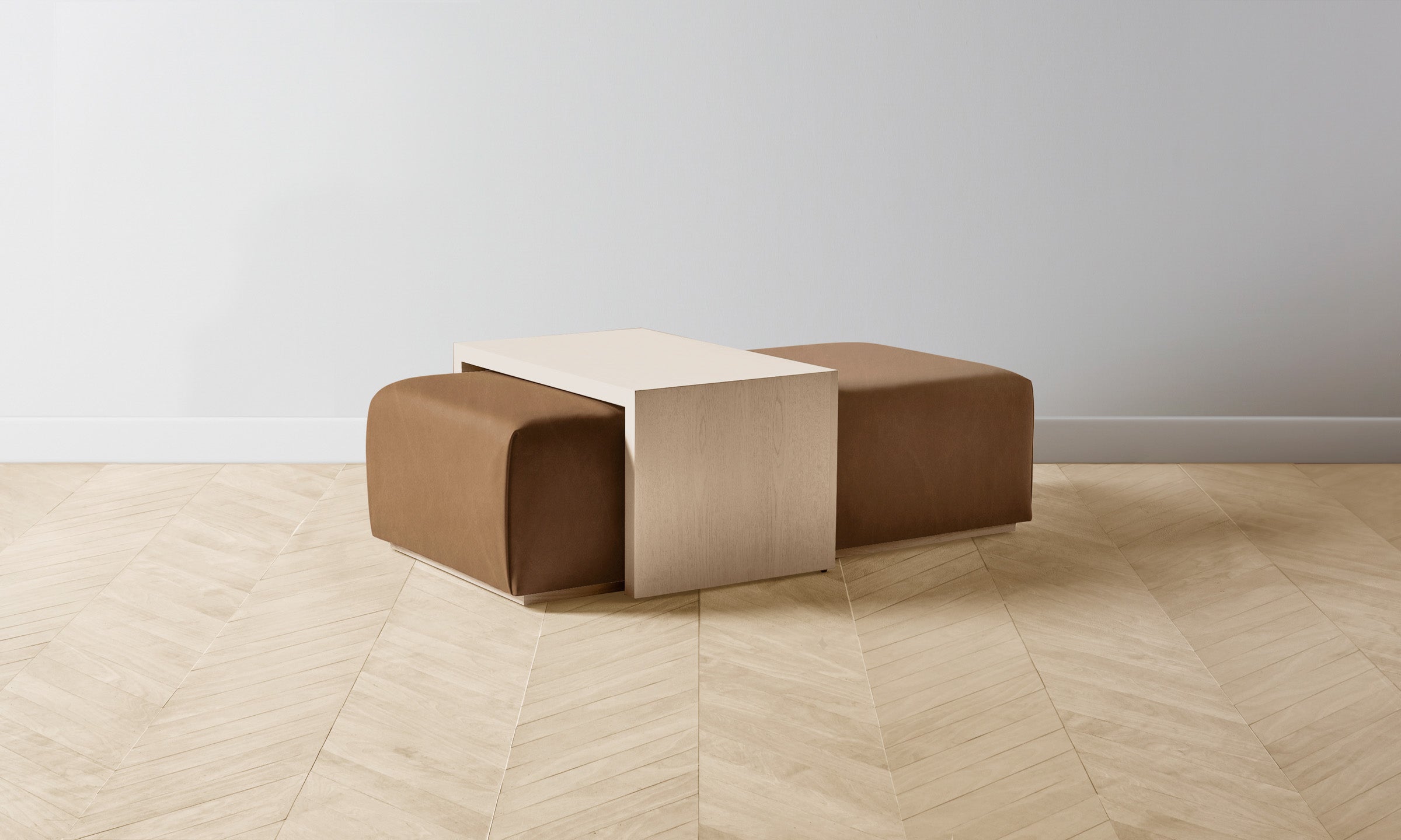 The Bowery Ottoman in Tuscan Leather Cognac - Luxurious Footrest & Stylish Living Room Accent for Home Decor