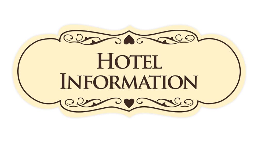 ByLITA Designer Hotel Information Sign - Ivory & Dark Brown Medium Size | Elegant Room Decor for Lobbies, Hallways & Guest Rooms
