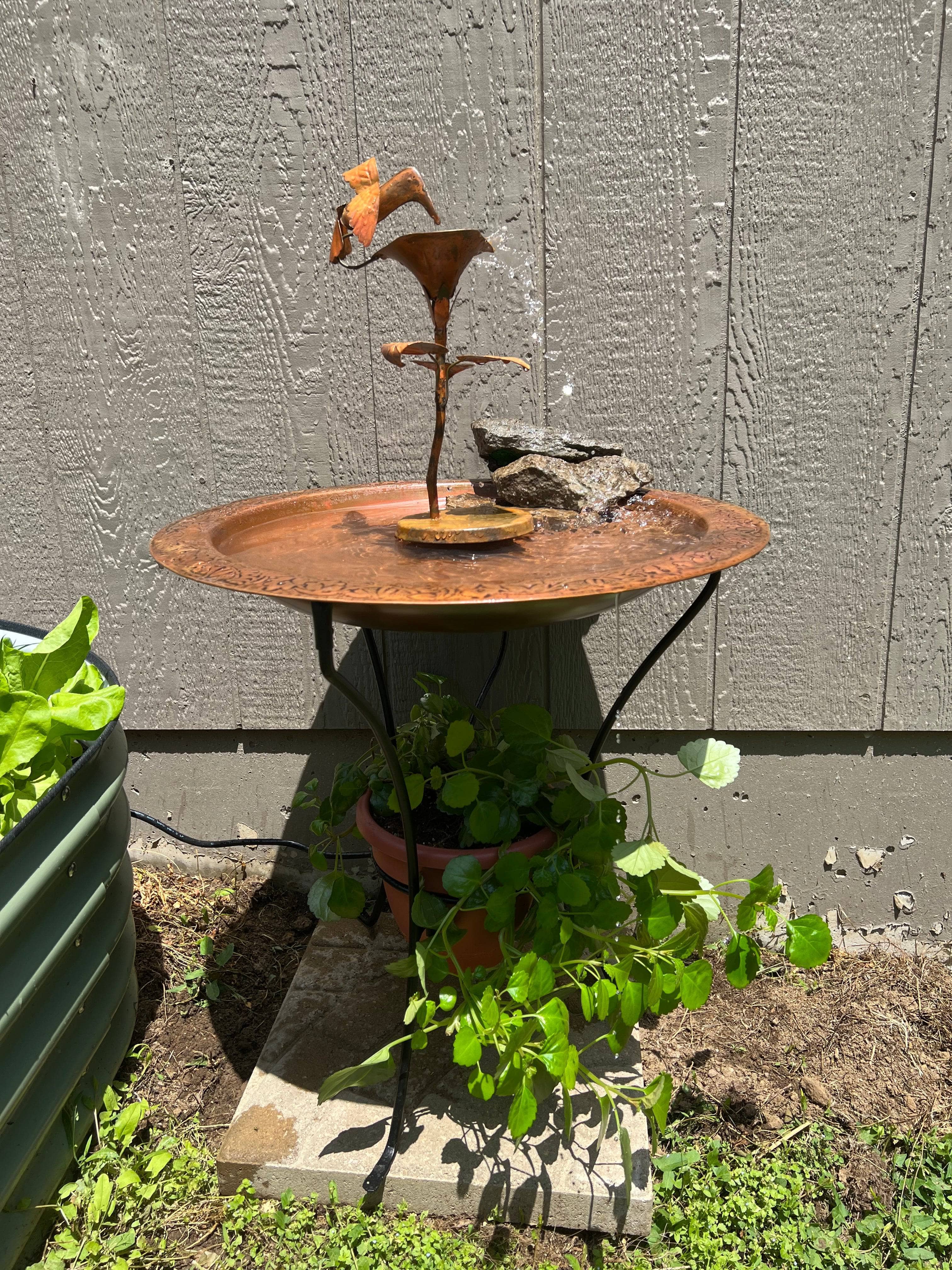 Two Tier Bird Bath - Elegant Flamed Finish for Garden Decor - Attract Birds & Enhance Outdoor Spaces