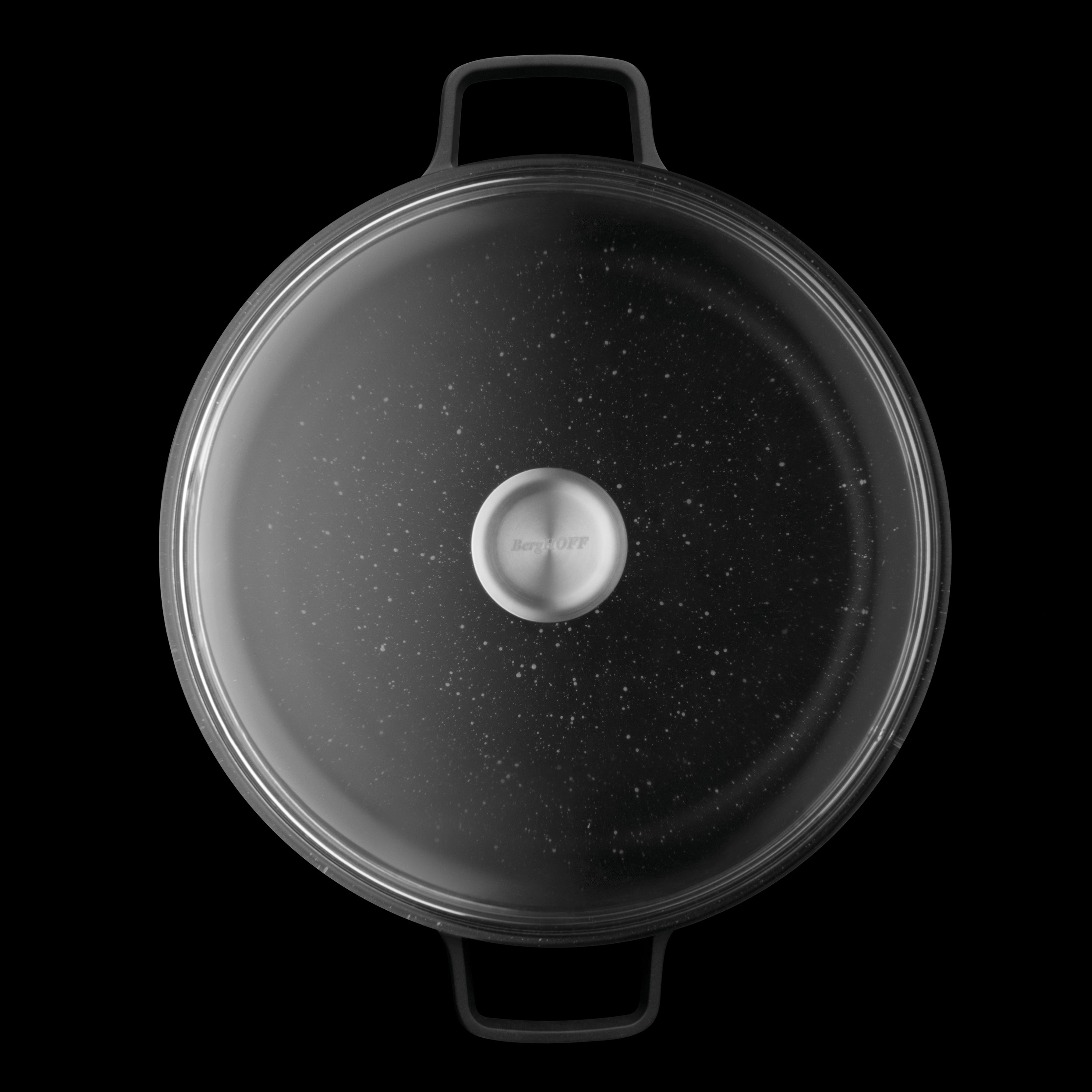 BergHOFF GEM 11 Non-Stick Stockpot 7.7Qt (7.3L) with Glass Lid - Black Heavy Duty Cooking Pot for Soups, Stews & Pasta - Induction Compatible Dutch Oven for Home & Professional Kitchens