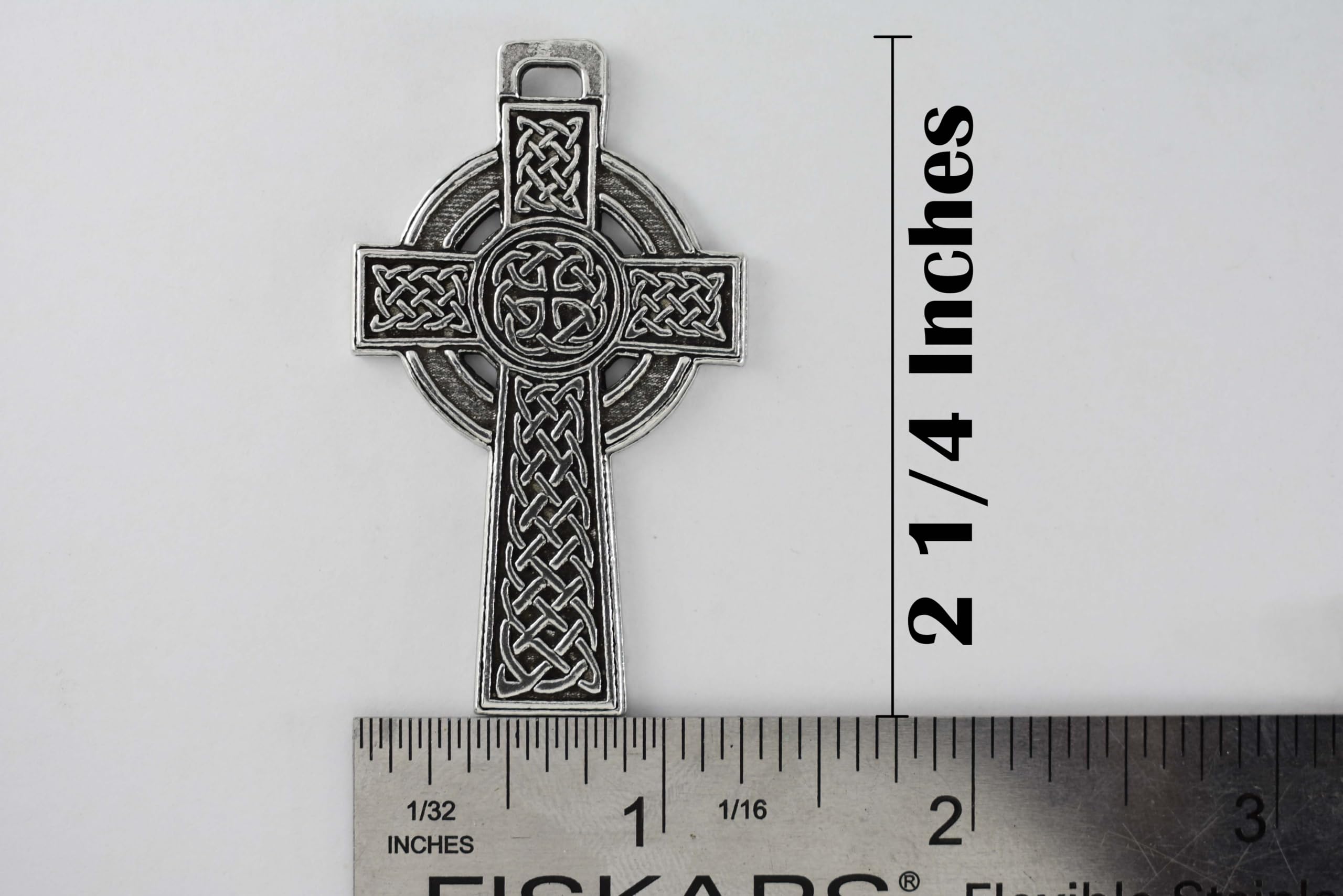 Handmade Pewter Celtic Cross Keychain with Circle - 2 1/8 Inch Christian Faith Jewelry, Irish Catholic Metal Key Chain (A1025KC) | Perfect for Gifts, Memorial Headstones & Everyday Carry
