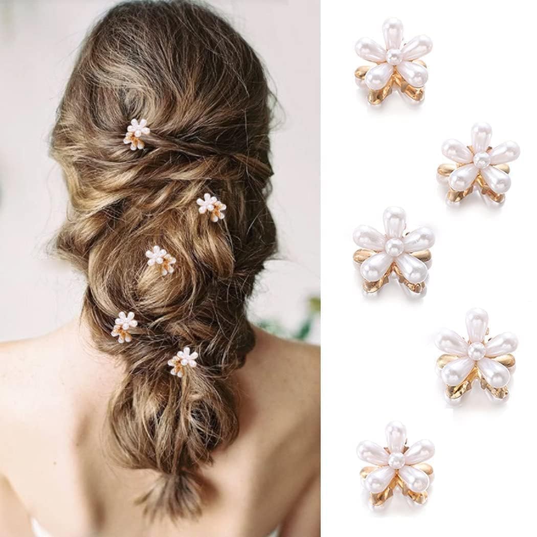 Korean Style White Pearl Metal Hair Clips - Elegant Barrettes Hair Pins for Women & Girls - Fashion Hair Accessories (6-Piece Set) - Perfect for Weddings, Parties & Daily Styling