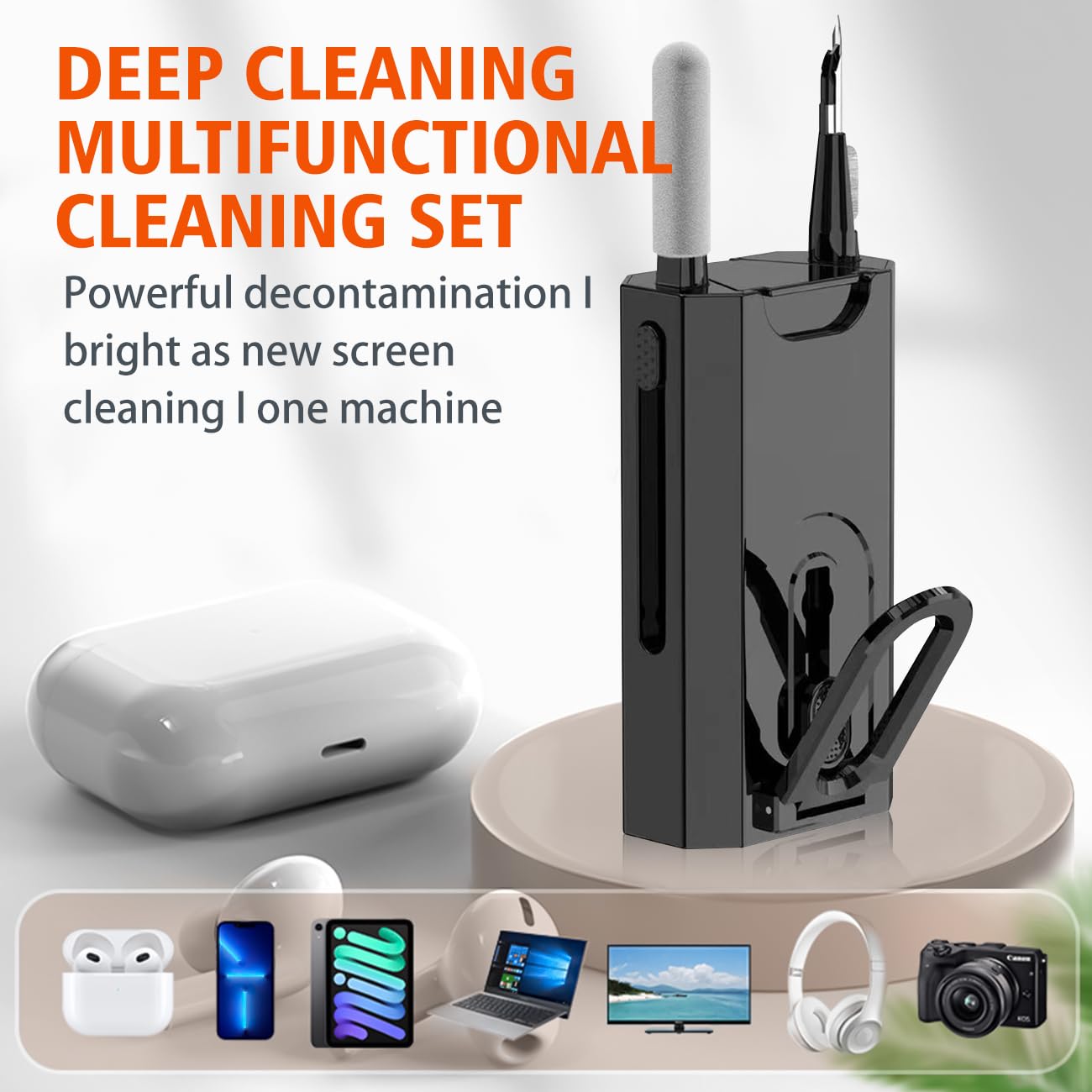 8-in-1 Keyboard Cleaner Kit - Portable PC/Laptop Cleaning Tools for Keyboard, Screen & Earbuds (Black) - Perfect for Office & Travel Use