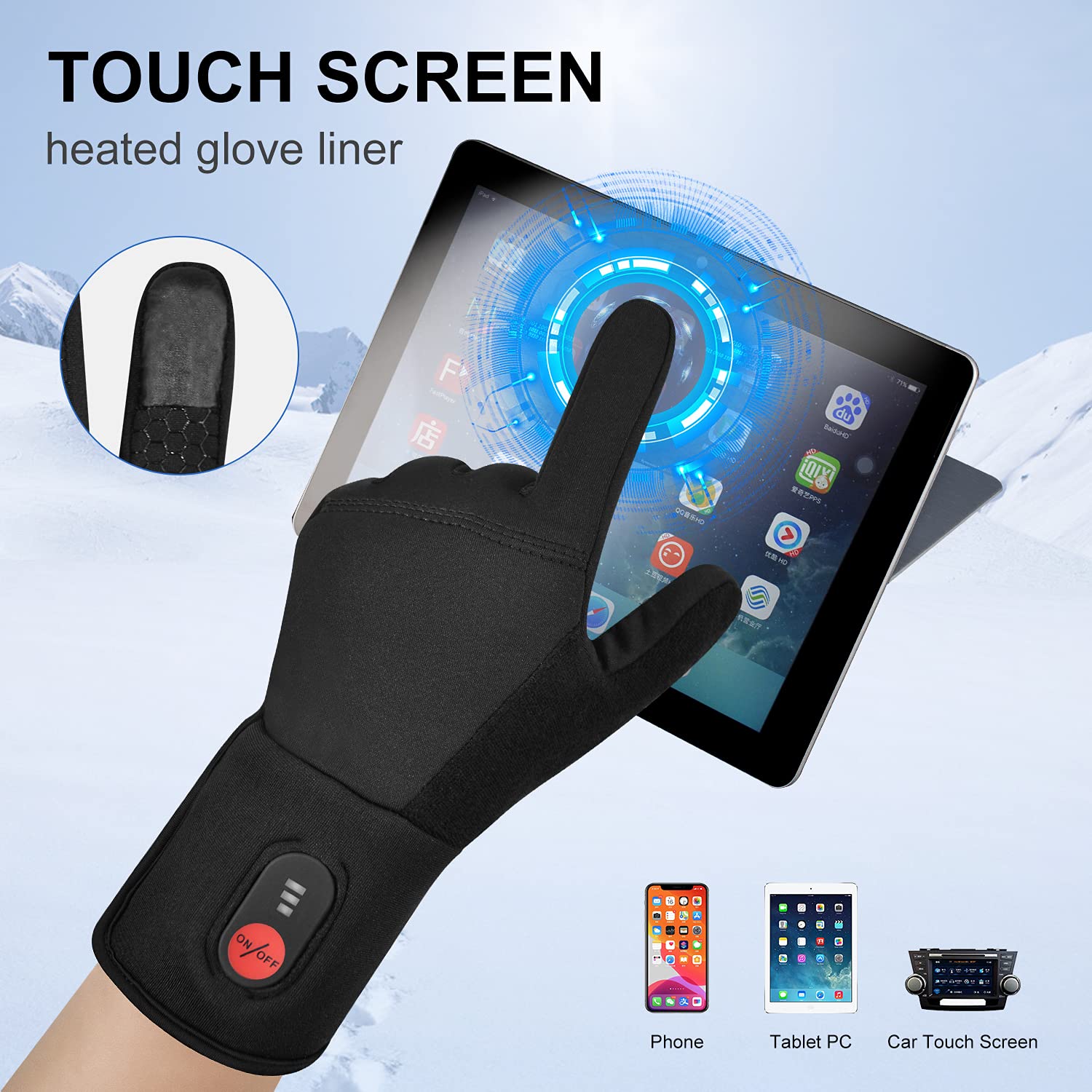 Rechargeable Heated Glove Liners for Men & Women - Electric Battery Heating Gloves for Skiing, Snowboarding, Hiking, Cycling & Hunting - Thin Hand Warmers for Cold Weather Outdoor Activities