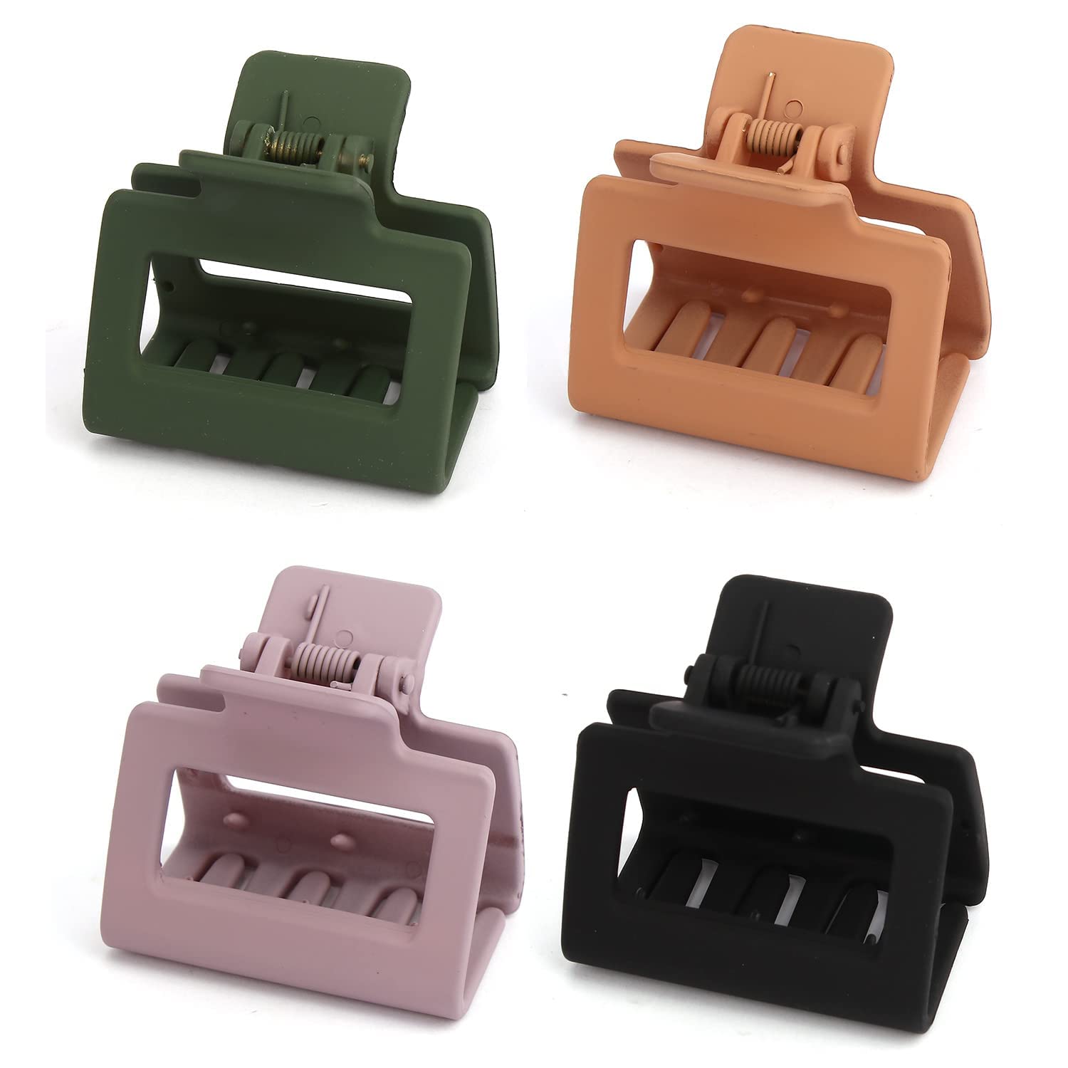 Glossy Finish Anti-Slip Plastic Hair Claw Clips for Women - Strong Grip Hair Clamps for Thick, Thin & Curly Hair (4-Piece Set) - Perfect for Work, Gym & Everyday Styling