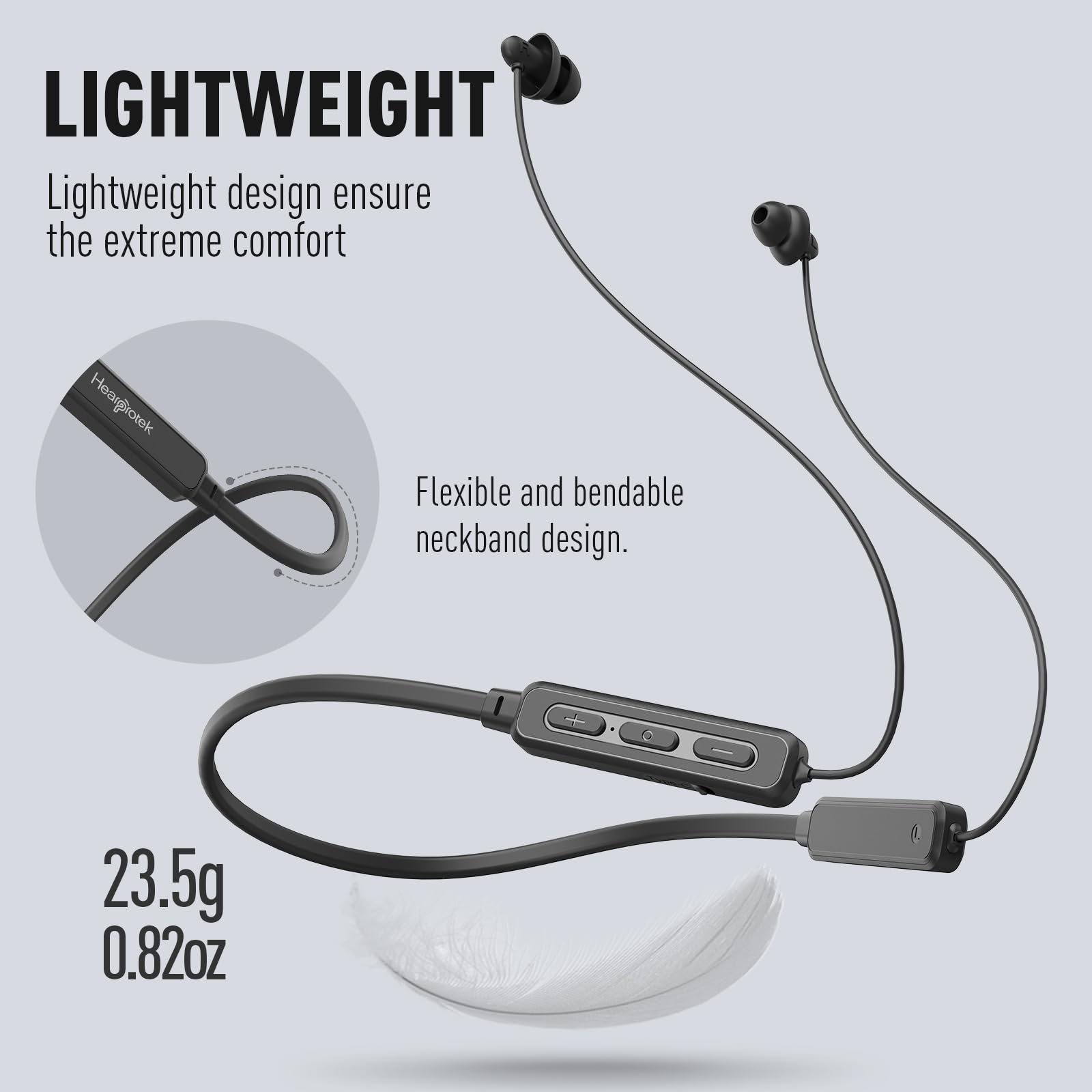 Hearprotek Wireless Bluetooth 5.4 Headphones - Ultra Soft Lightweight Sleep Earbuds with 25+ Hour Battery Life for Side Sleepers | Perfect for Sleeping, Relaxation, Meditation & Travel