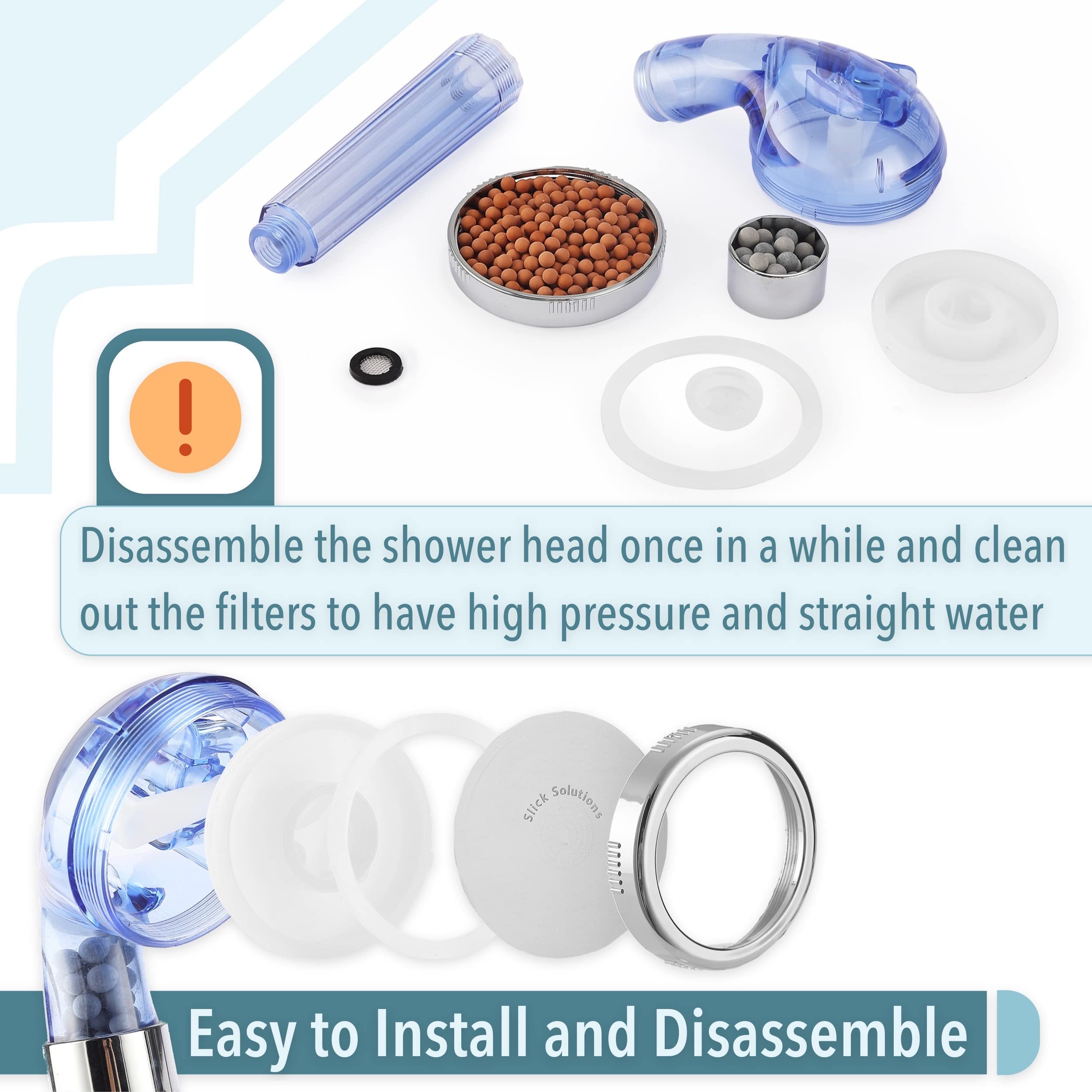 Hard Water Shower Filter Head - High Pressure Shower Head with Water Softener & Removable Filter for Dry Skin & Hair Care - Perfect for Bathroom, Spa & Home Use