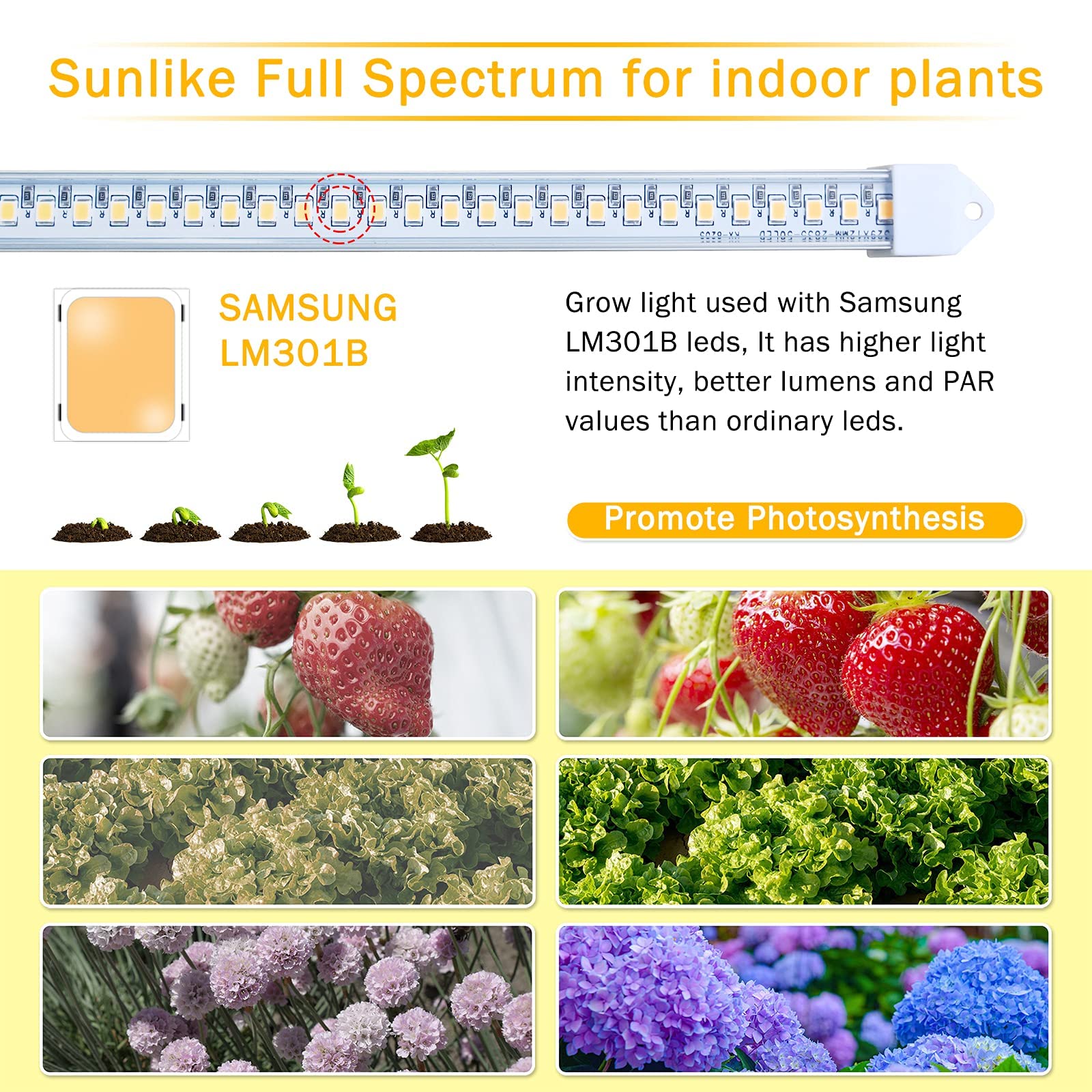 Full Spectrum LED Grow Lights for Indoor Plants - 48 LEDs, 4 Dimmable Levels with Auto ON/Off Timer - Hydroponic Grow Lamp for Succulents, Herbs & Vegetables (2 Pack) - Perfect for Home Gardening, Greenhouse & Indoor Planting
