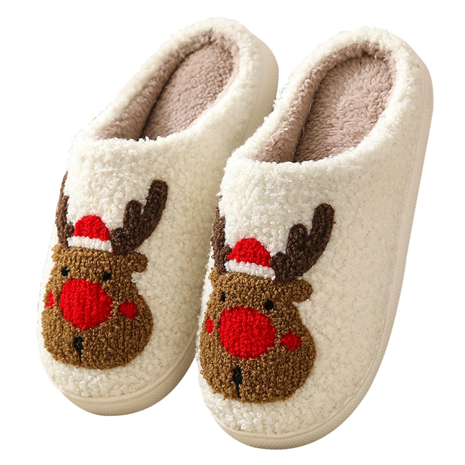 Cozy Christmas Slippers for Women & Men - Soft Plush Unisex Elk Slides, Cute Pumpkin Design Home Slippers - Perfect for Winter Indoor Comfort, Holiday Gifts & Cozy Lounge Wear
