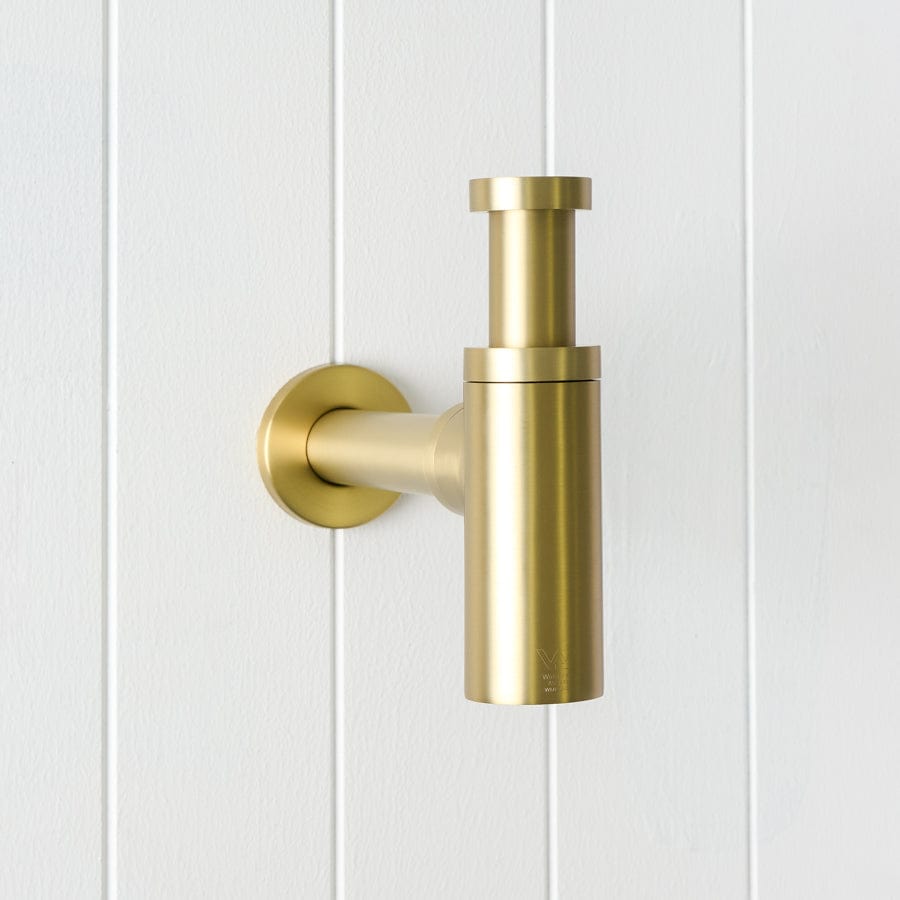 Premium Basin Bottle Trap in Brushed Brass - Durable Bathroom Sink Drain for Modern & Vintage Decor - Perfect for Home, Hotel, and Commercial Use