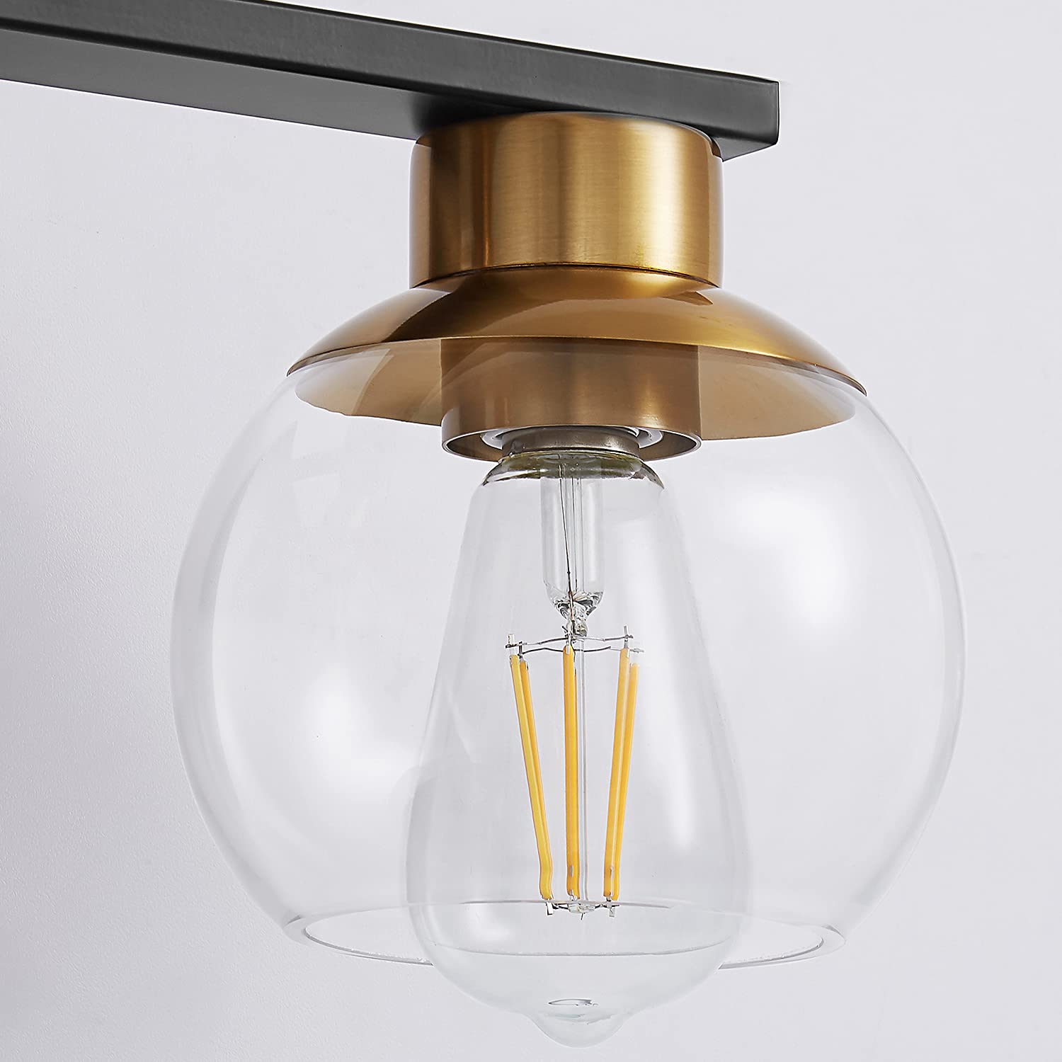PAZALA Black Gold 5-Light Bathroom Vanity Light Fixture - Modern Wall Sconce with Globe Glass Shade, E26 Base - Perfect for Bathroom Mirror, Bedroom Dresser, Hallway & Living Room Wall Lighting - Elegant Home Decor for Modern Interiors