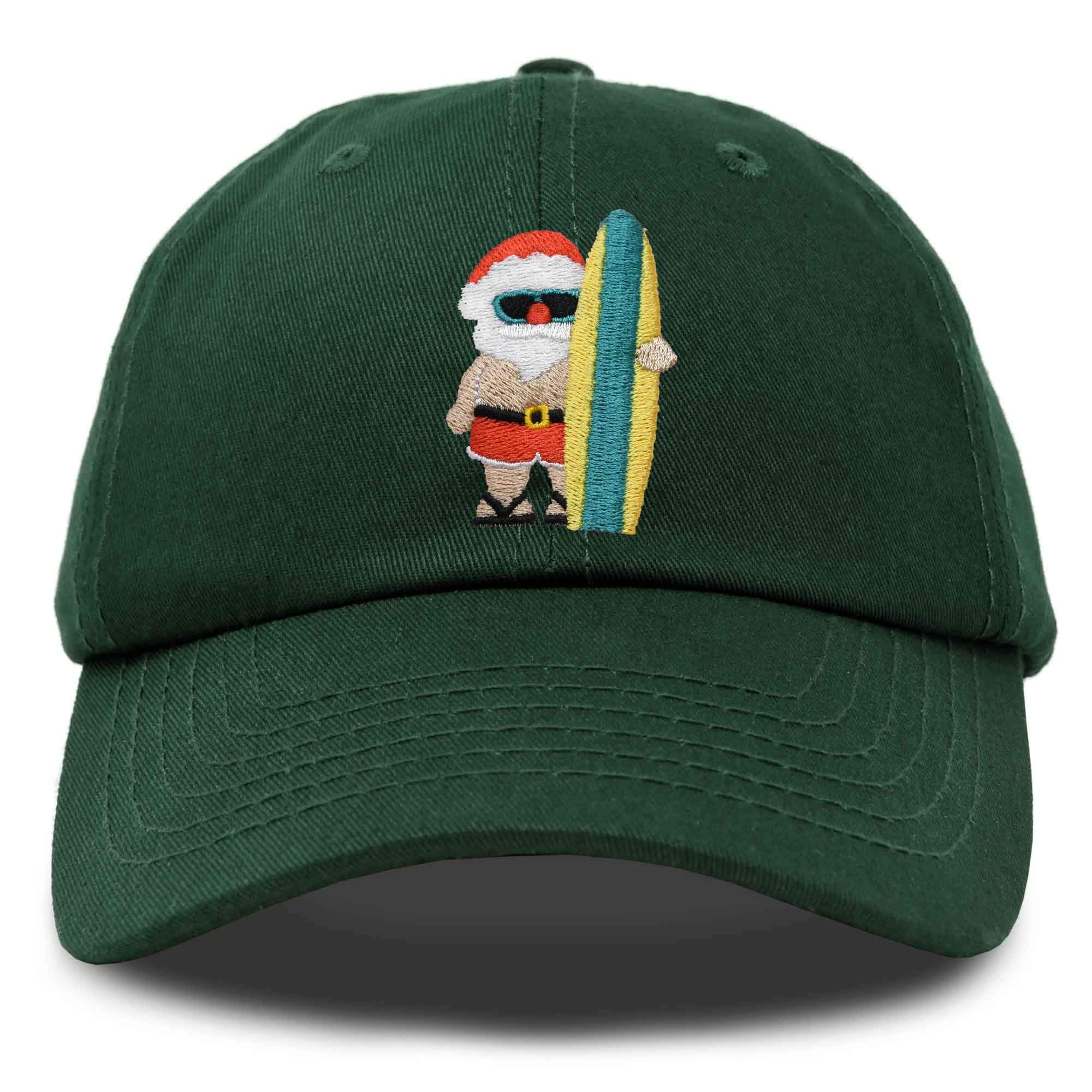 Christmas Surfing Santa Baseball Cap - Embroidered Santa Hat for Holiday Parties & Festive Gifts | DALIX