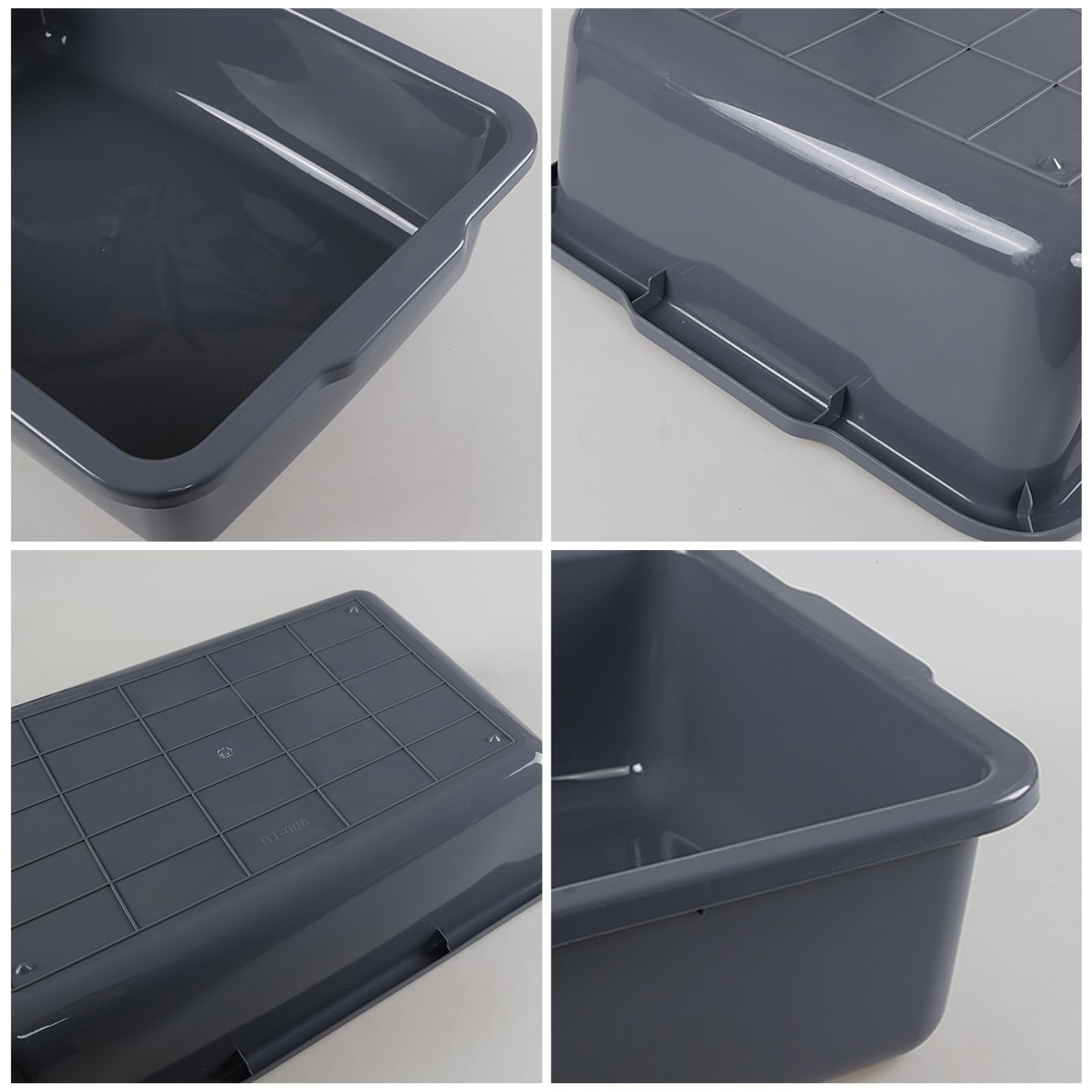 Rosebloom 35L Commercial Plastic Bus Tub - Gray Large Bus Box (4 Pack) - Ideal for Restaurant Dishwashing, Food Storage & Industrial Organization