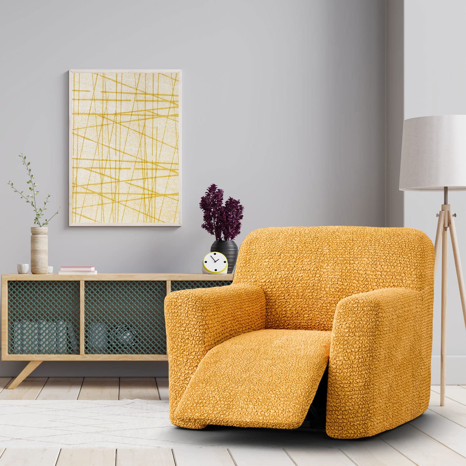 Disinfected Menotti Recliner Chair Cover - Soft Fabric Slipcover, Elastic Furniture Protector for Reclining Chairs, Microfiber with Handle (Perfect for Living Room, Home Theater & Office Use)