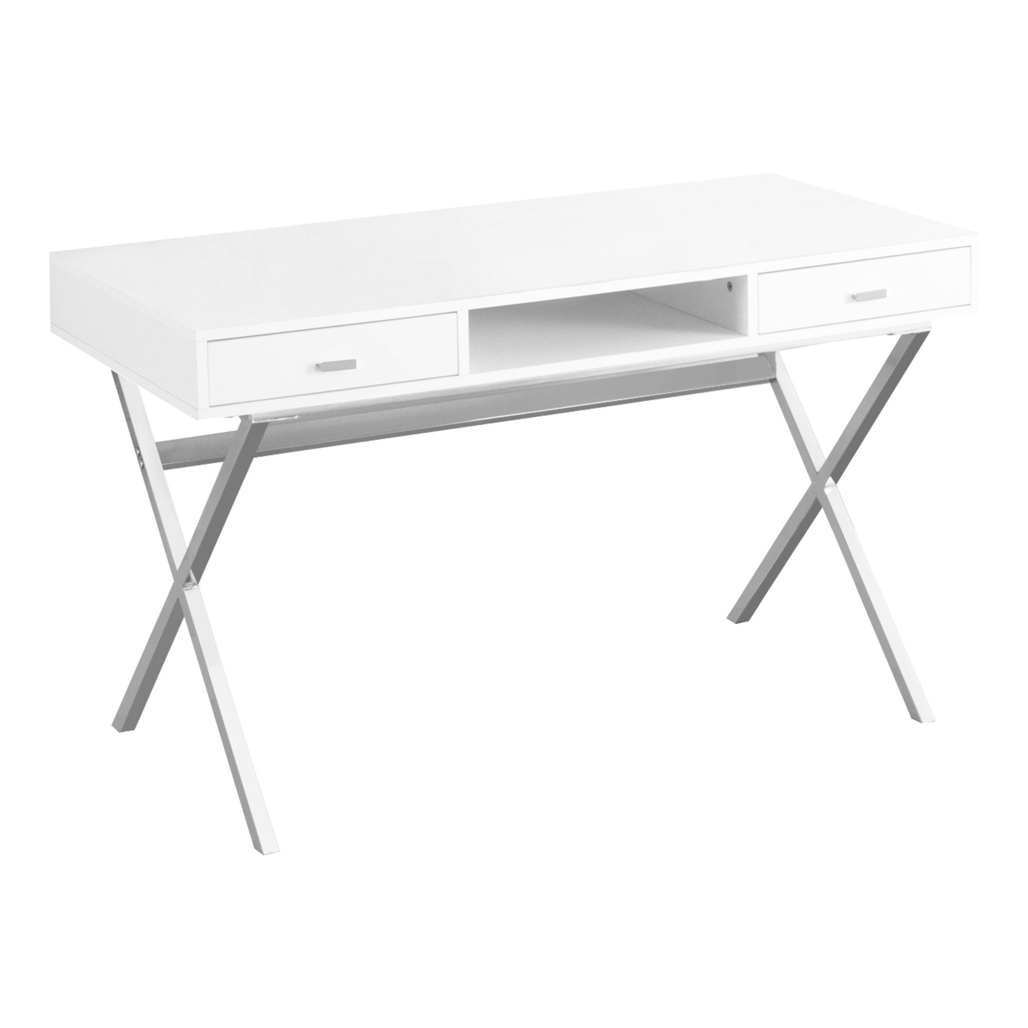 48L Office Series Glossy White Chrome Metal Storage Cabinet - Perfect for Home, Office & Workspace Organization