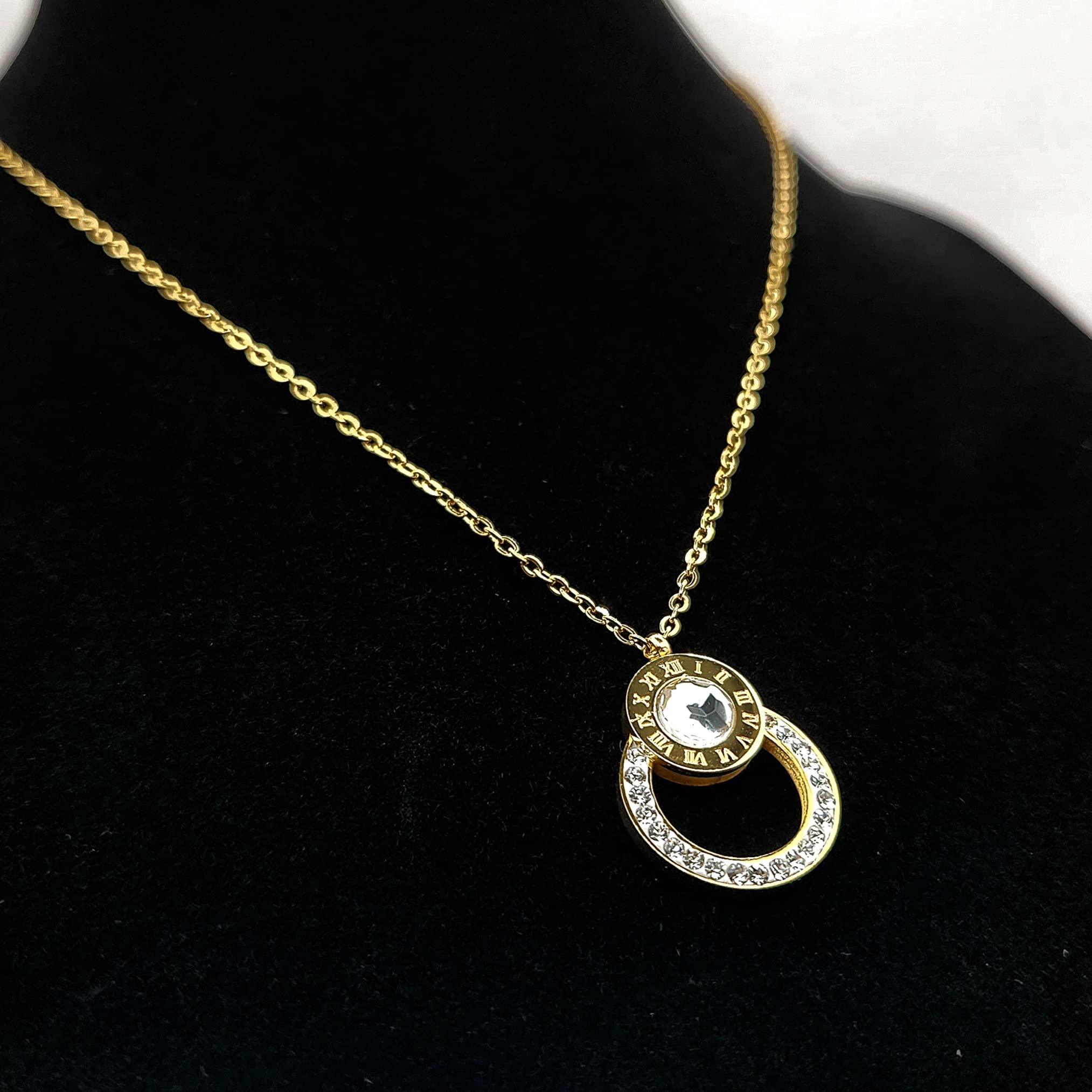 Stainless Steel Gold Plated Dainty Roman Numerals Pendant Necklace - Perfect for Everyday Wear, Gifts, and Special Occasions