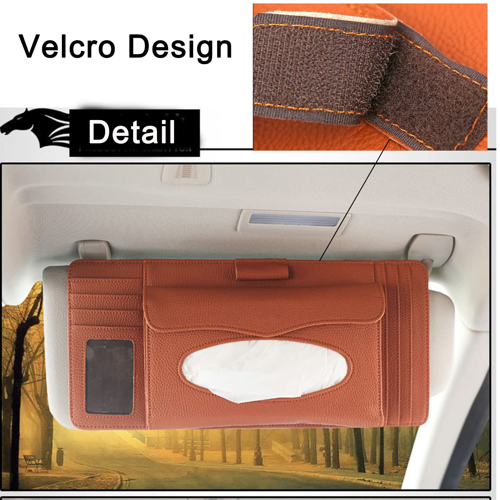Premium Leather Car Tissue Holder & Sun Visor Mask Organizer - Backseat Wipes Case for Cars | Perfect for Road Trips, Daily Commutes & Family Travel Accessories