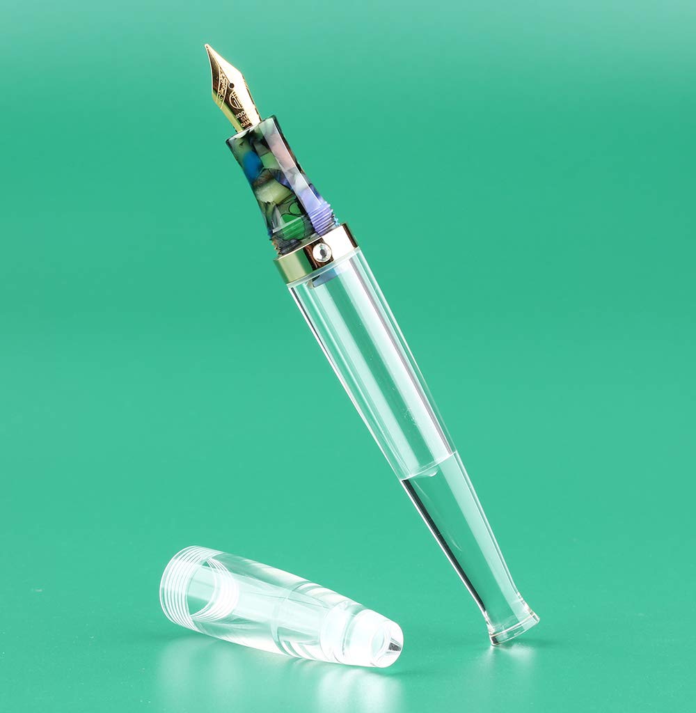 MAJOHN S5 Extra Fine Nib Acrylic Eyedropper Fountain Pen - Transparent High-Capacity Writing Pen with Gift Box - Perfect for Calligraphy, Journaling & Office Use