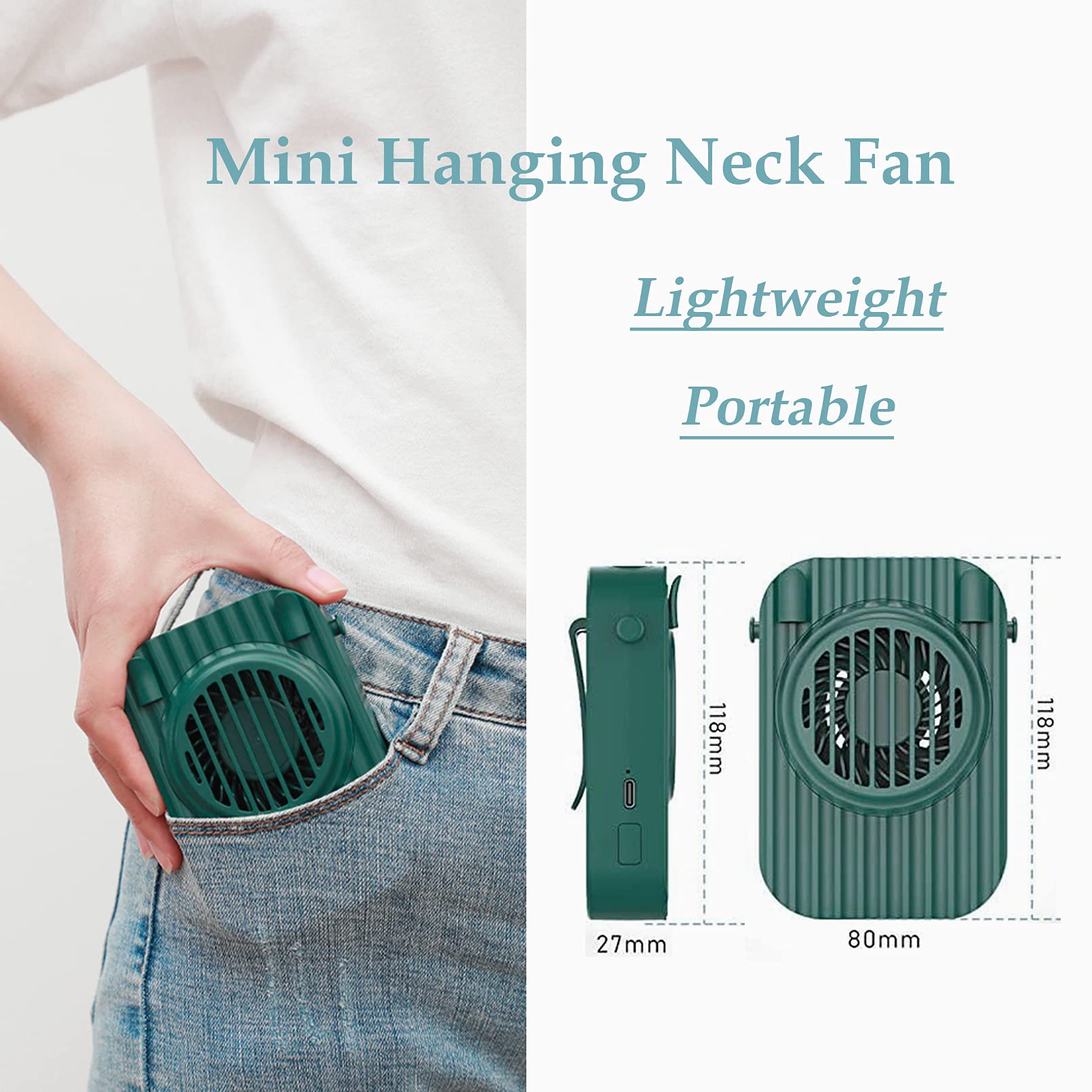 3 in 1 Rechargeable USB Waist Fan, Necklace Fan & Desk Fan - 3 Speed Adjustable Hands-Free Wearable Cooling Fan for Women, Men & Kids - Perfect for Outdoor Travel, Office, Sports & Summer Activities