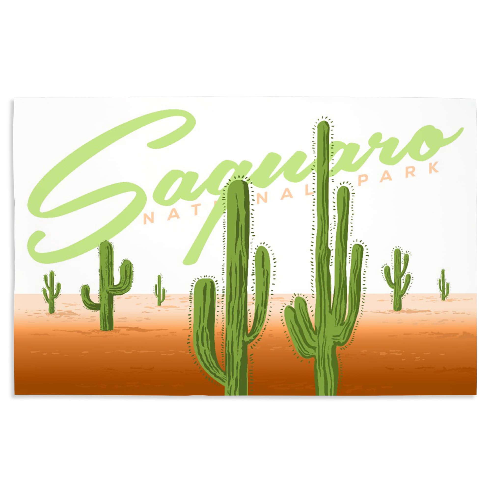 Lantern Press 16x24 Inch Giclee Art Print - Saguaro National Park Arizona Landscape with Cactus Vector Design | Perfect for Home Decor, Office Wall Art & Desert Theme Interior Design