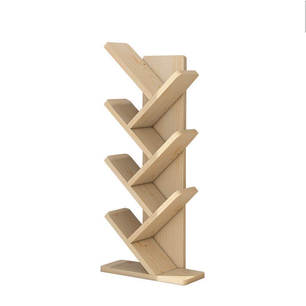 11-Tier Tree Bookshelf - Natural Pine Wood Floor Standing Bookcase for Living Room & Home Office - Compact Storage Organizer for Books, CDs & Decor (7-Tier Size) - Perfect for Small Spaces & Modern Interior Design