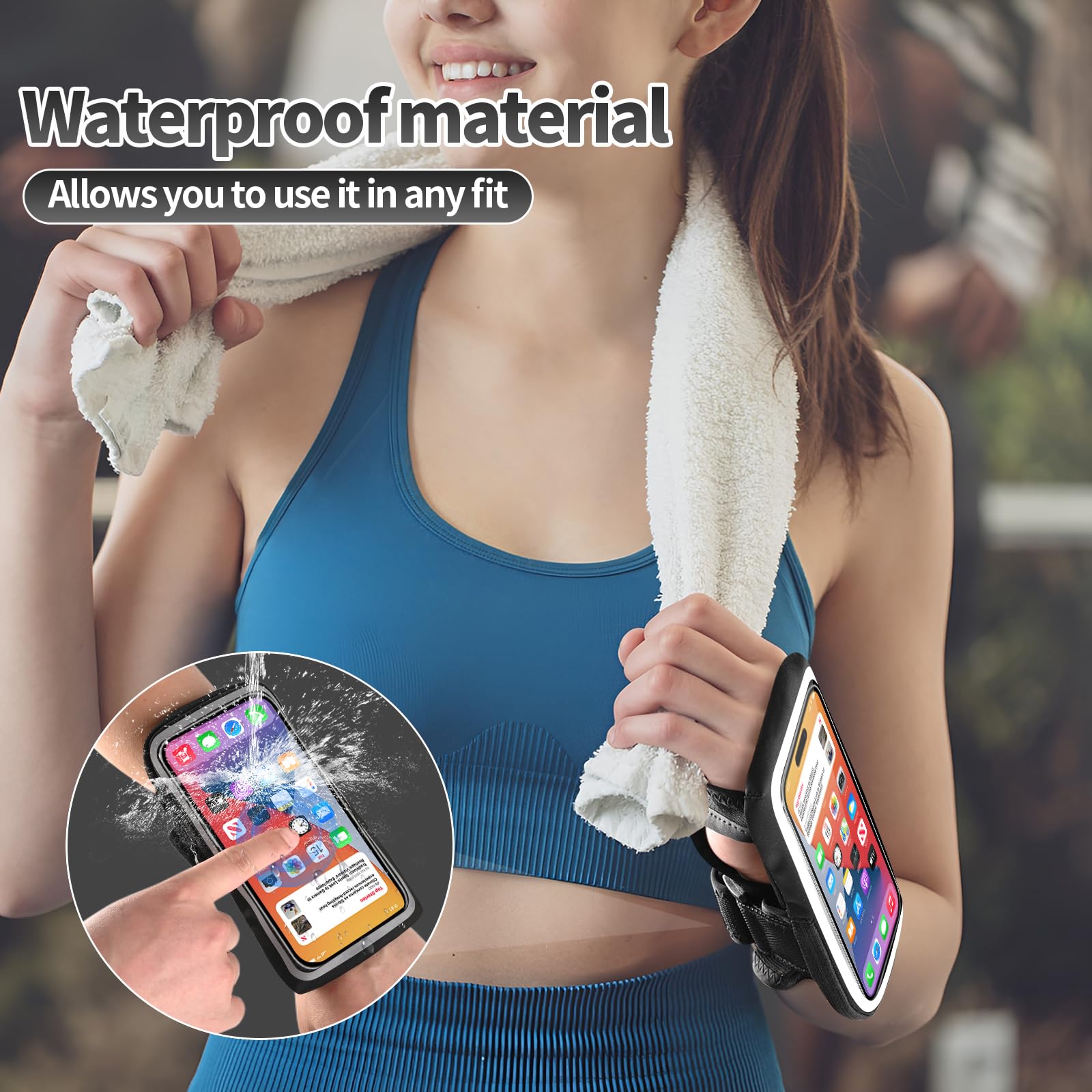 Running Armband for iPhone & Samsung Galaxy - Adjustable Wristband Phone Holder with Card Slot for iPhone 15 Pro Max/14/13/12/11/X & Galaxy S24/S23/S10 (Fits Up to 7