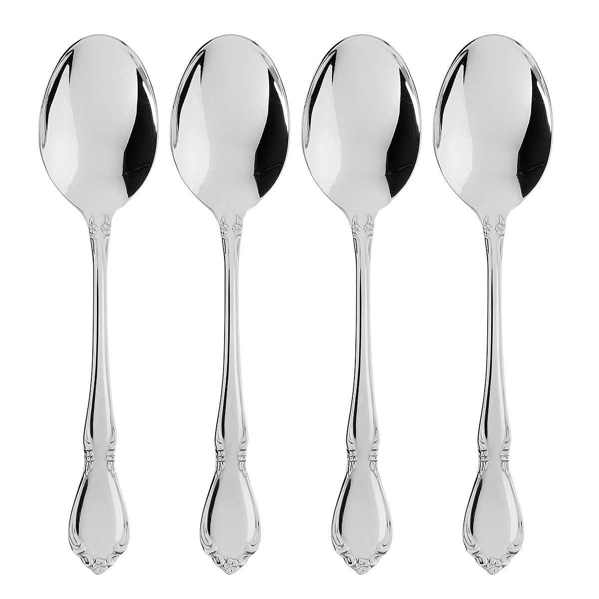 Premium Chateau Dinner Spoon Set of 4 - Elegant Stainless Steel Flatware for Fine Dining, Wedding Gifts & Formal Table Settings