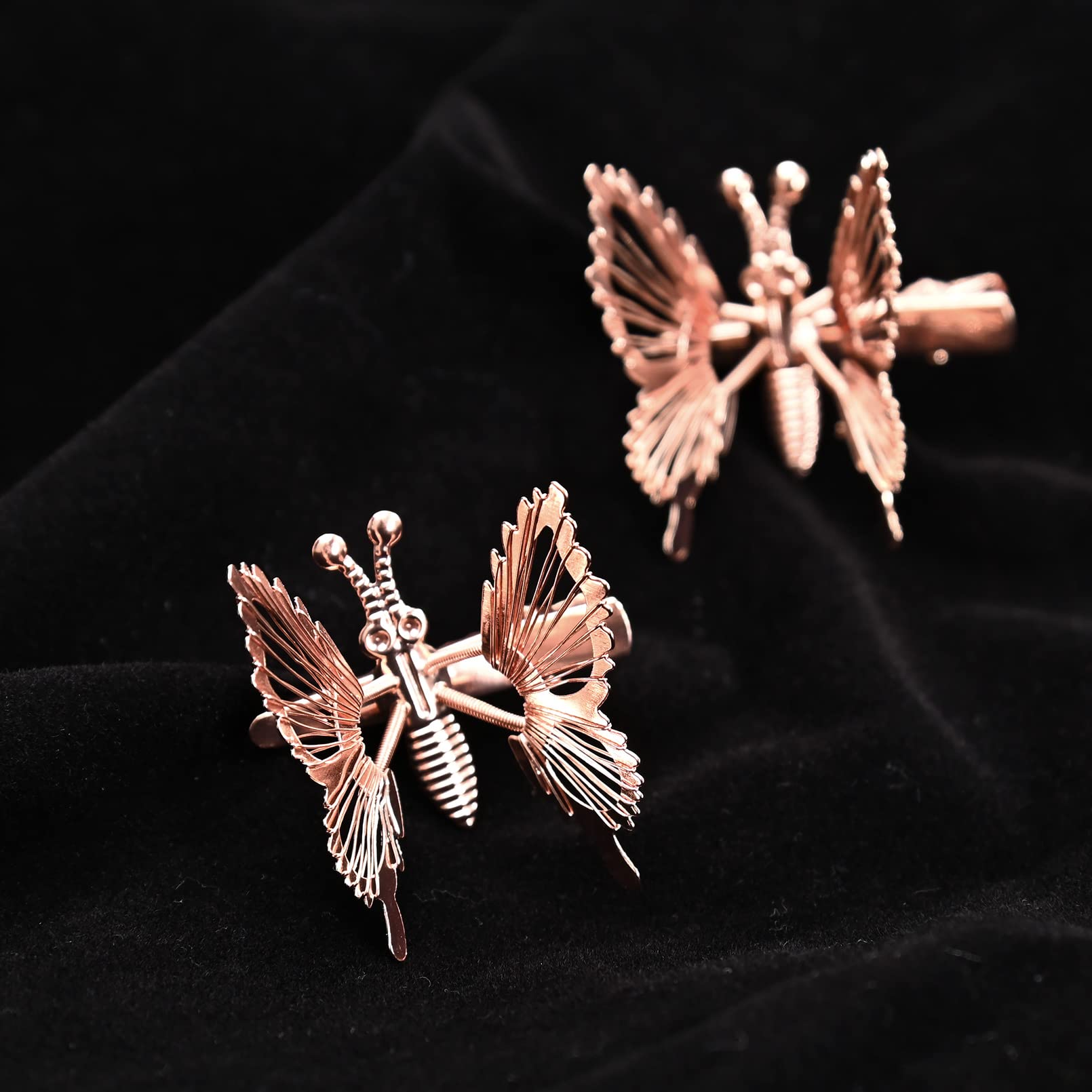 DEEKA 12 PCS 3D Metal Gold Butterfly Hair Clips with Moving Wings - Vintage 90s Hair Barrettes for Women and Girls (Rose Gold) - Perfect for Parties, Weddings, and Everyday Styling