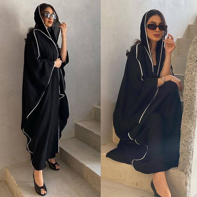 Stylish Striped Stitching Headscarf Cardigan Robe - Soft Loungewear for Women | Perfect for Home, Beach Cover-Up & Boho Fashion