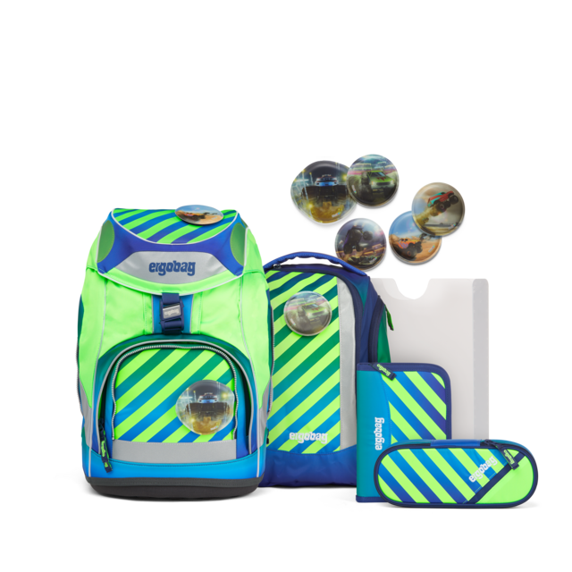 Ergobag 6-Piece School Backpack Set - TruckBear NEO Edition | Durable Kids Backpack for School, Travel & Daily Use