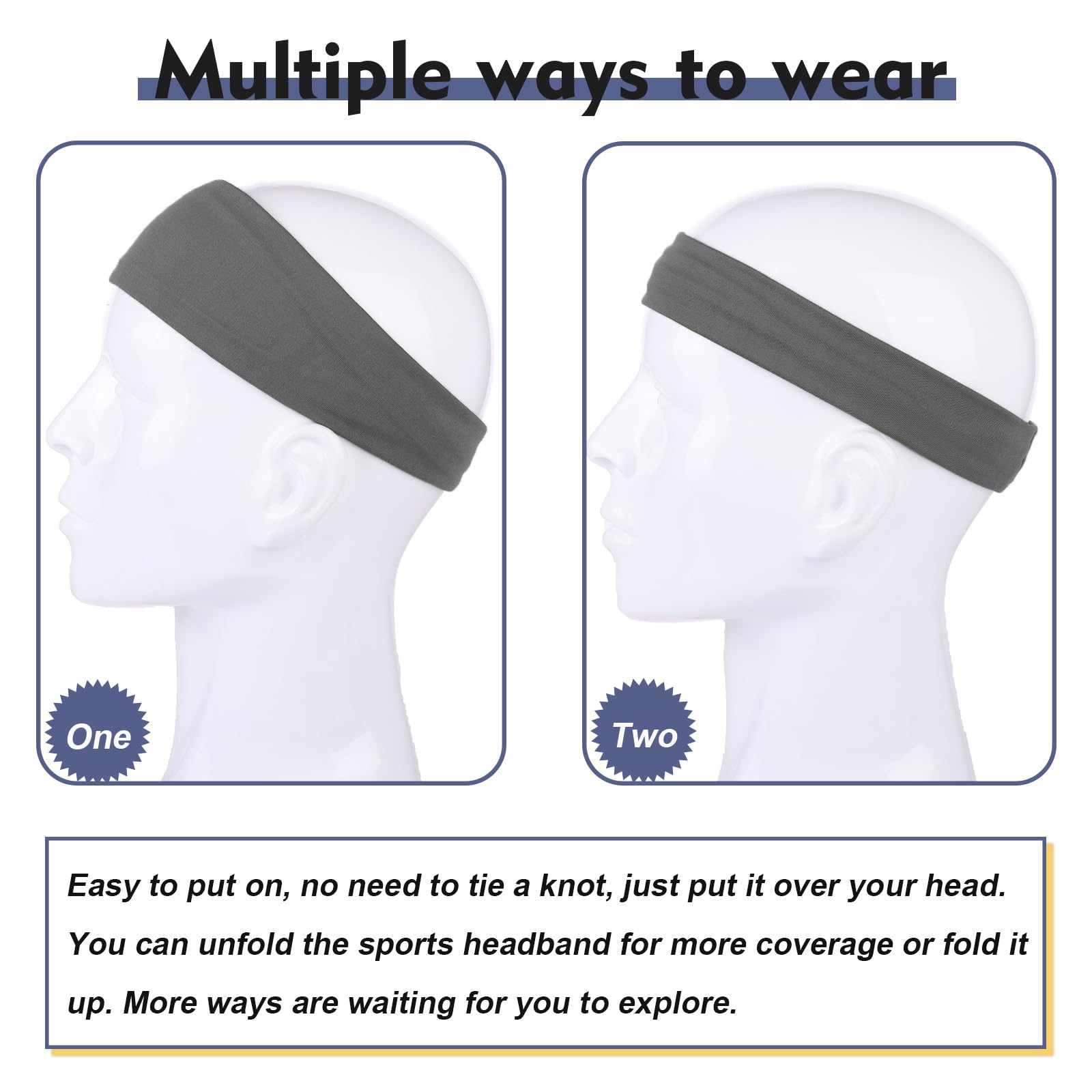 Men's Sports Headbands - Moisture Wicking Workout Headband for Running, Cycling, Basketball, Yoga & Football - Unisex Sweatband for Active Lifestyles & Gym Training