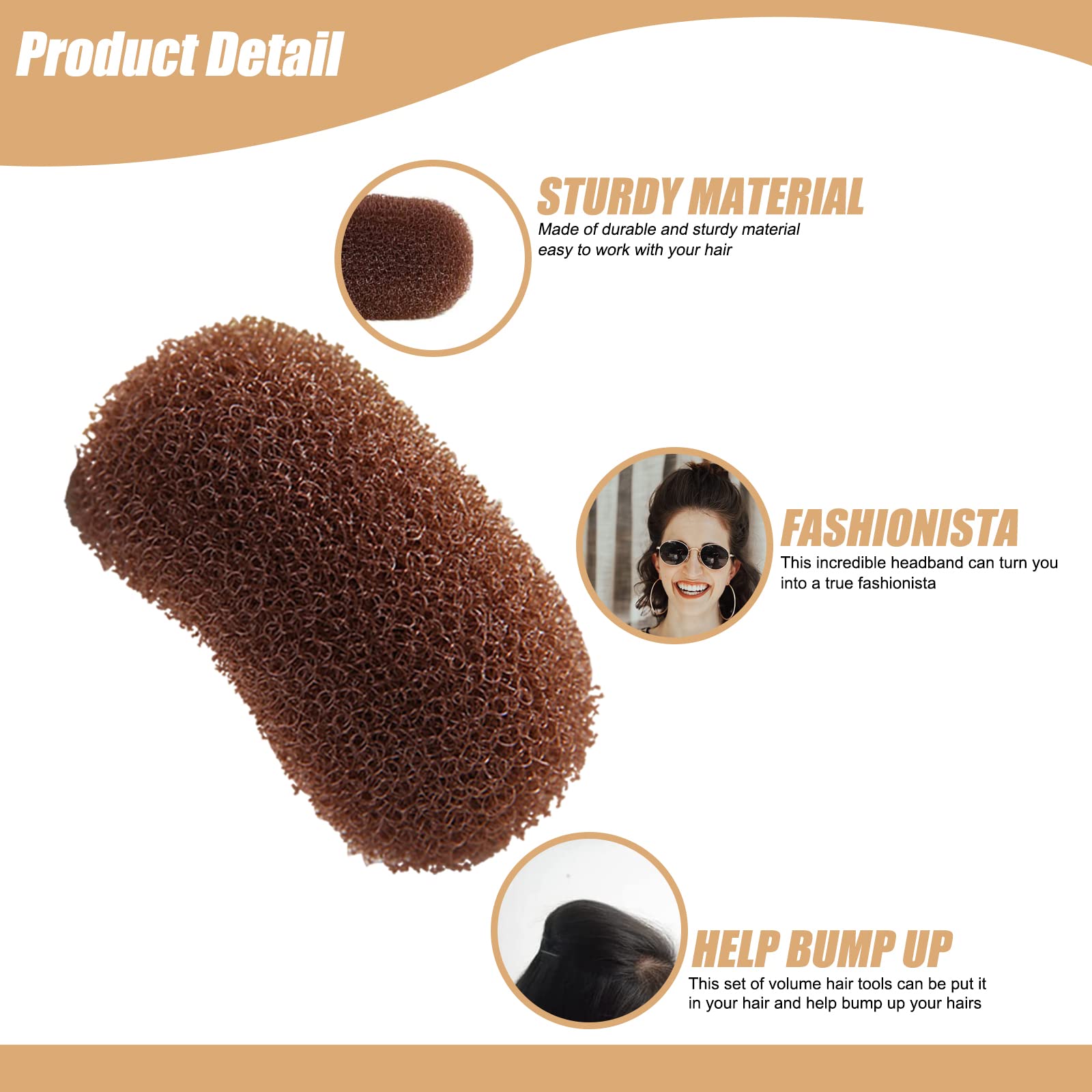2 Pcs Volumizing Hair Inserts Comb & Styling Clip - Beehive Hair Base Boosters for Women & Girls (Black & Brown) | Perfect for Updos, Ponytails & Vintage Hairstyles