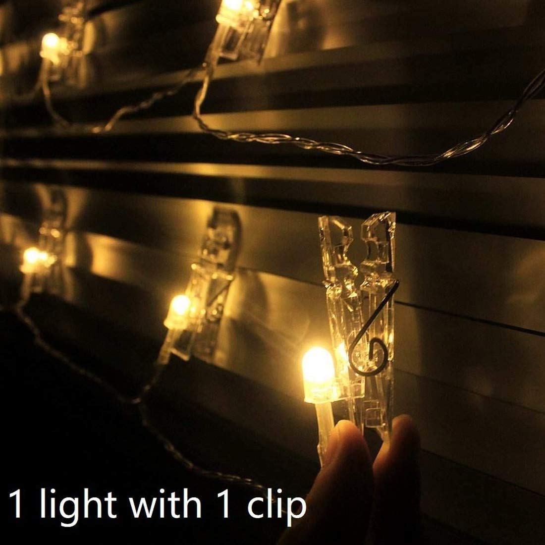 Dopheuor LED Battery Operated Photo Clip String Lights - 20ft Copper Wire Fairy Lights with 20 Clips, Warm White Starry Lights for Bedroom Wall, Patio, Wedding, Christmas Party Decor (Halloween, Thanksgiving) - Perfect for Picture Display, Cozy Ambiance & Holiday Celebrations