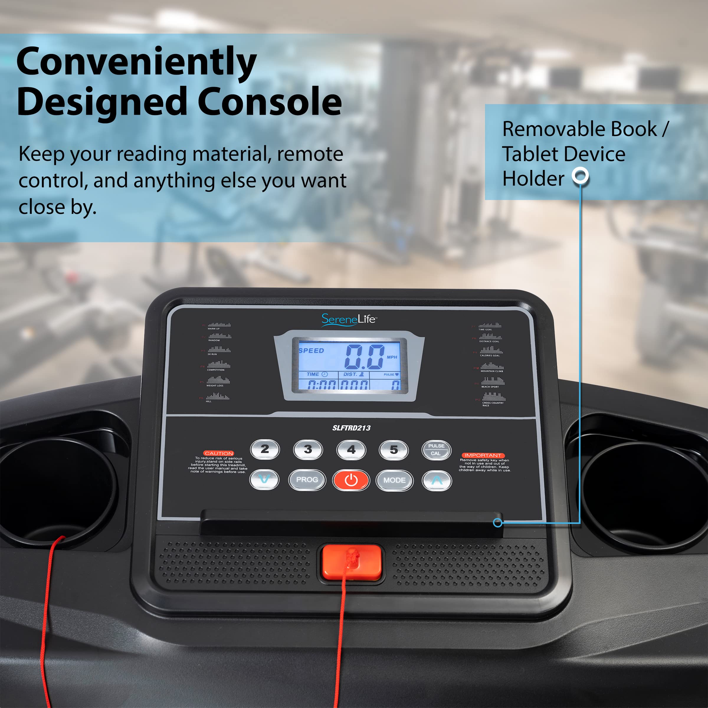 SereneLife Folding Treadmill - Electric Motorized Running Machine for Home Gym, Cardio Workout & Fitness Training | Compact Space-Saving Design for Apartments & Small Spaces