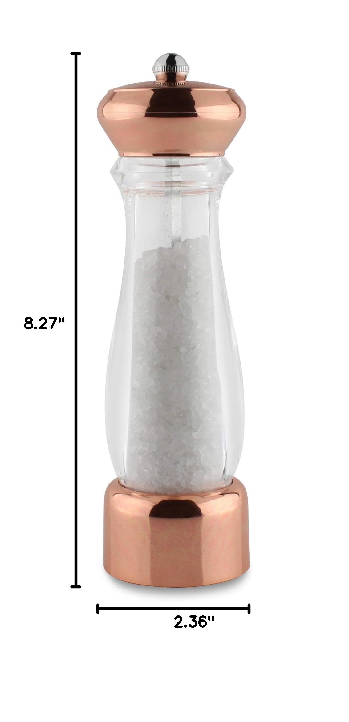 Premium Copper Salt and Pepper Grinder Set - 21cm Adjustable Ceramic Mill for Fresh Seasoning - Perfect for Kitchen, Dining Table, and Gourmet Cooking