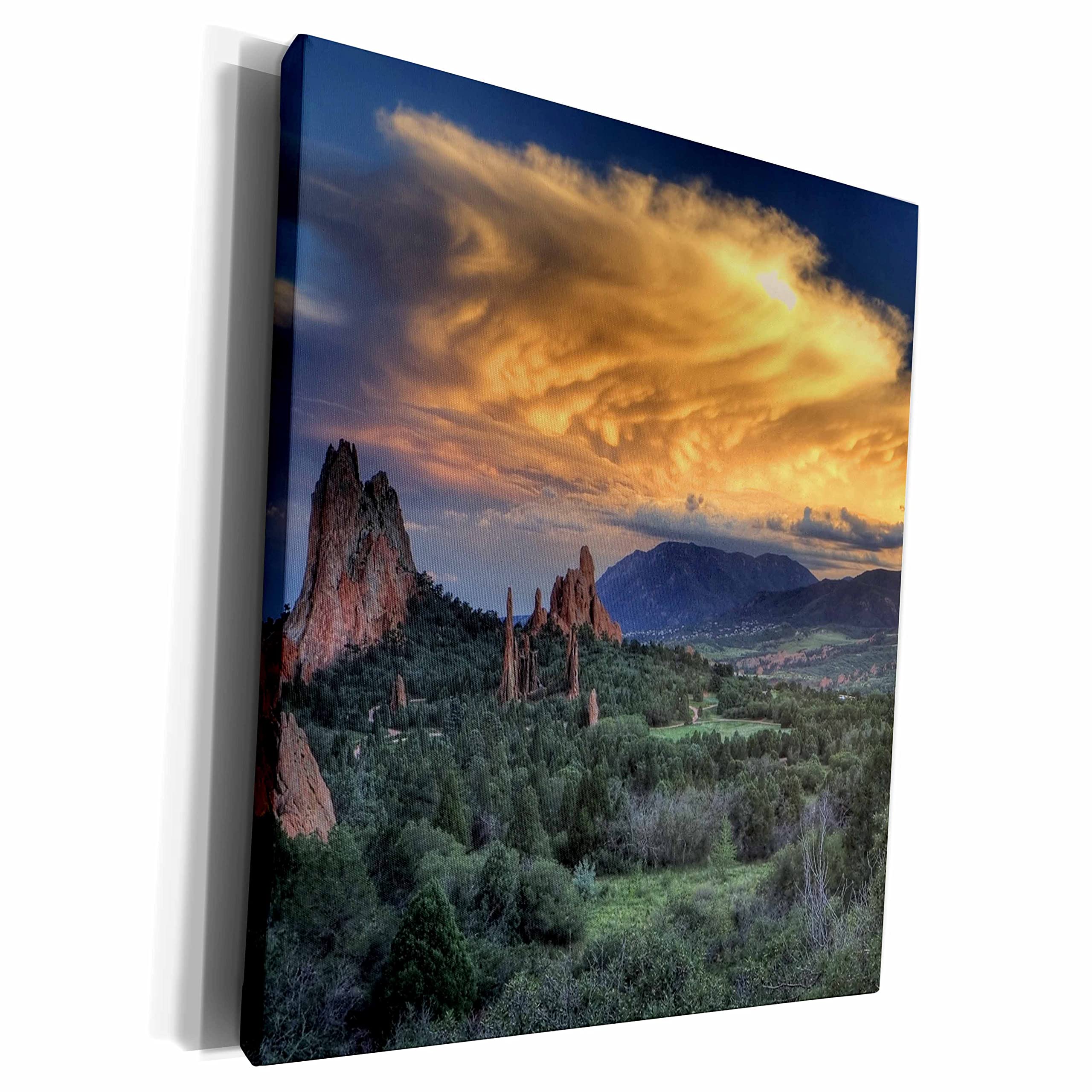 3dRose Museum Grade Canvas Wrap - Sunset Along Garden Path Photography, Garden of the Gods Wall Art - Perfect for Living Room, Bedroom & Office Decor