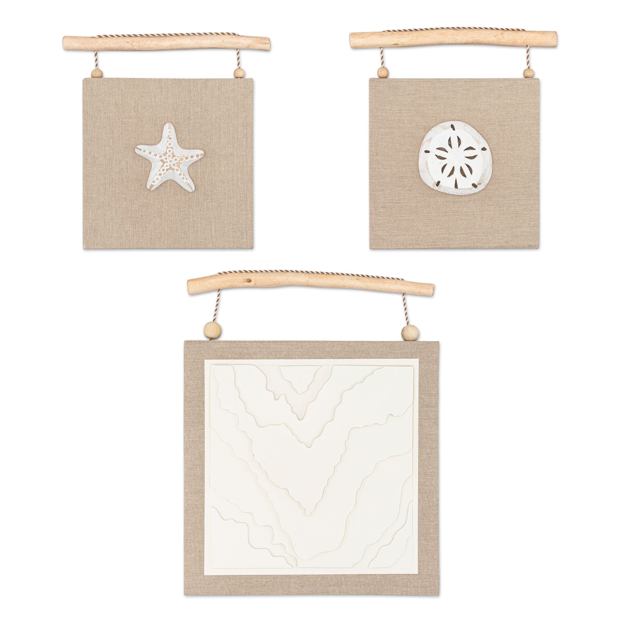 Crane Baby Cove 3-Piece Beach Life Wall Decor Set - Coastal Nursery Decor for Baby Rooms, Beach House & Seaside Themed Bedrooms