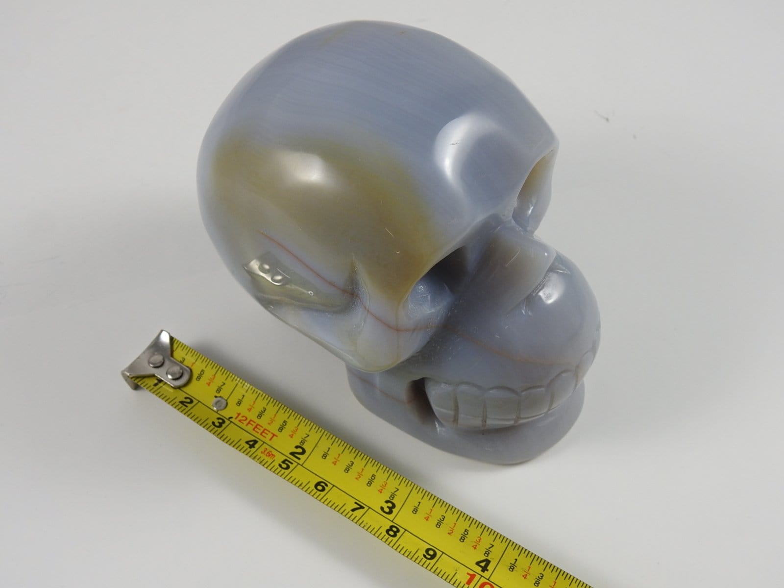 Banded Agate Crystal Skull - Natural Healing Stone for Meditation & Decor | Unique Home Office Display, Spiritual Gift & Energy Healing Tool