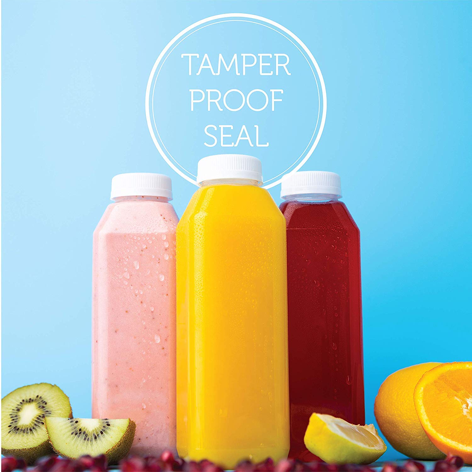 16oz Disposable Plastic Juice Bottles with Lids - 160 Pack | BPA Free, Reusable & Tamper-Proof | Perfect for Juicing, Smoothies, Milk, Catering & Takeout | Ideal for Juice Bars, Coffee Shops & Food Trucks