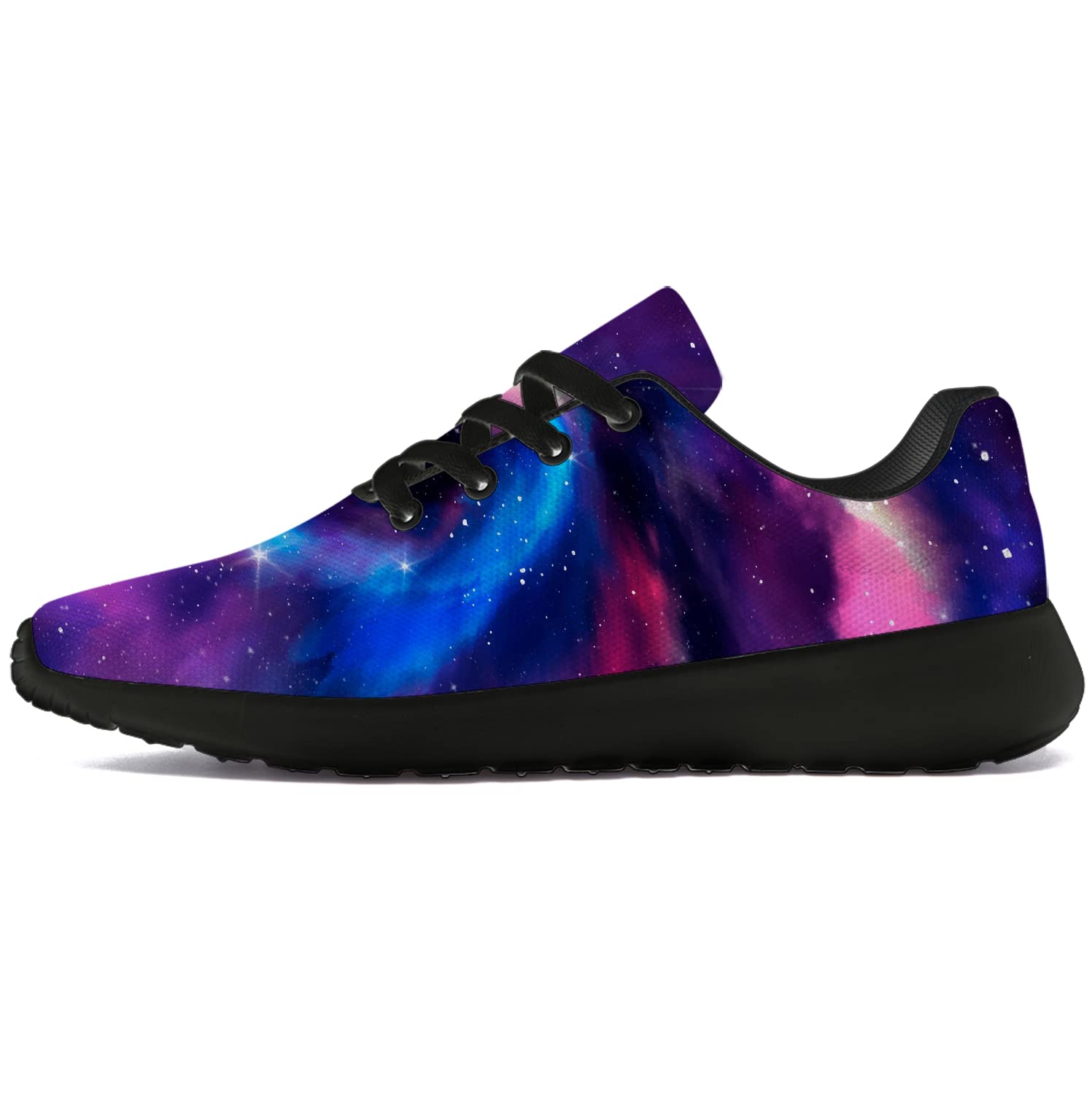 Men's & Women's Galaxy Print Running Shoes - Pink Purple Space Design Sneakers for Walking, Tennis & Casual Wear - Size 11 Men/13 Women Black - Perfect Gifts for Boys & Girls | Ideal for Jogging, Gym Workouts & Everyday Fashion