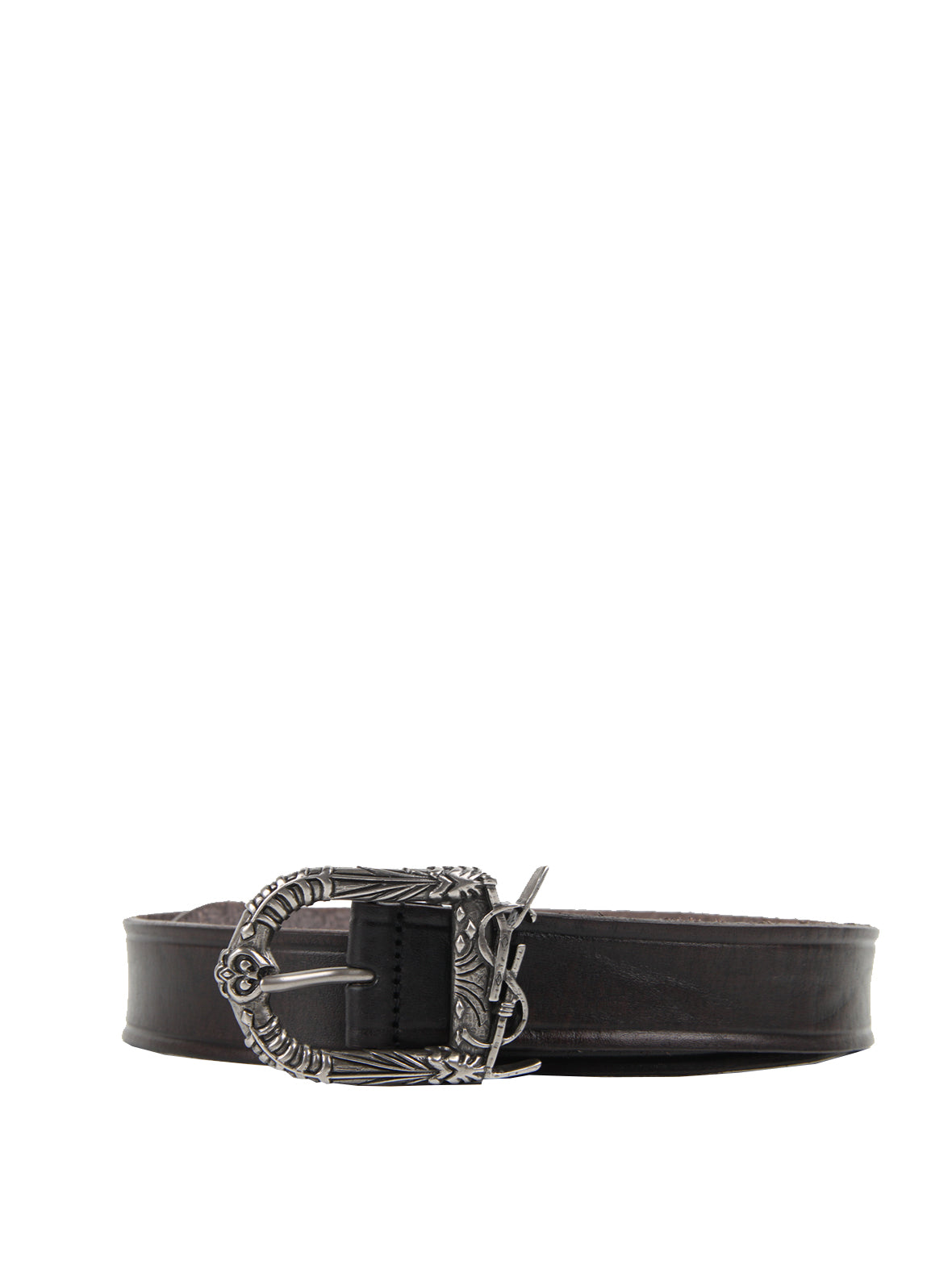 SL Logo Western Belt Vegetal - Stylish Black Leather Belt for Men & Women | Perfect for Cowboy Boots, Jeans & Western Outfits