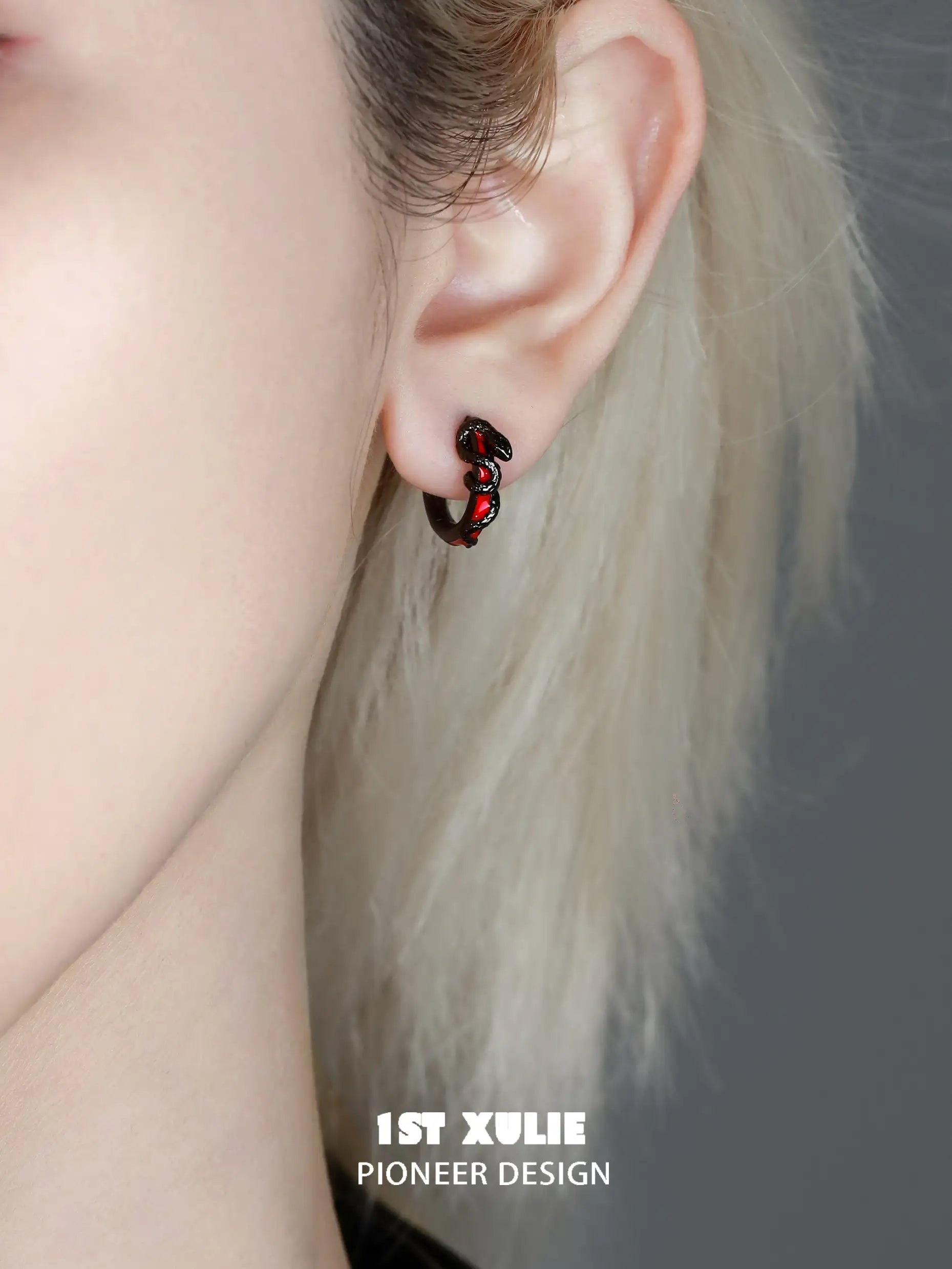 Forbidden Love S925 Sterling Silver Snake Red Crystal Stud Earrings for Women - Elegant Gothic Jewelry for Parties, Halloween & Unique Gifts