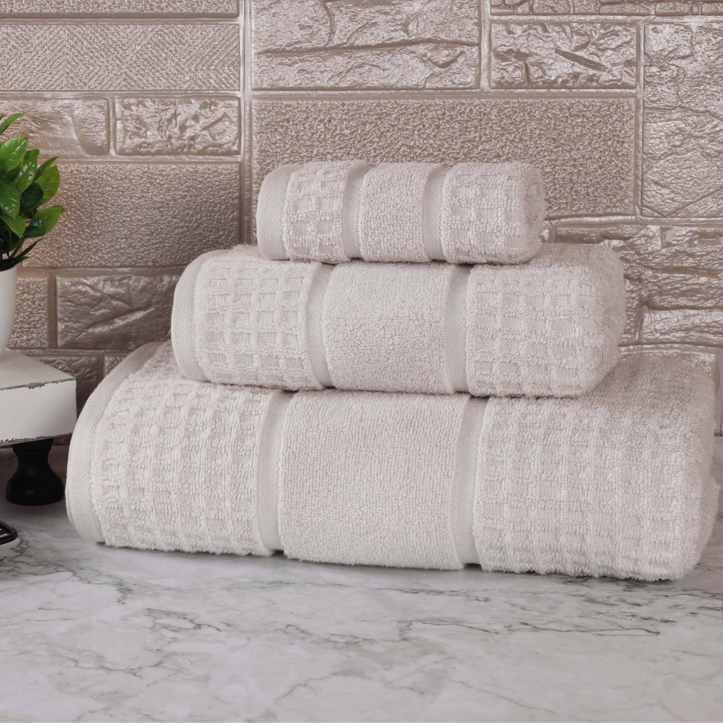 Premium Zero Twist Cotton Waffle Honeycomb Bath Towel Set - Ultra Soft & Highly Absorbent 3-Piece Set for Spa, Bathroom & Luxury Home Use