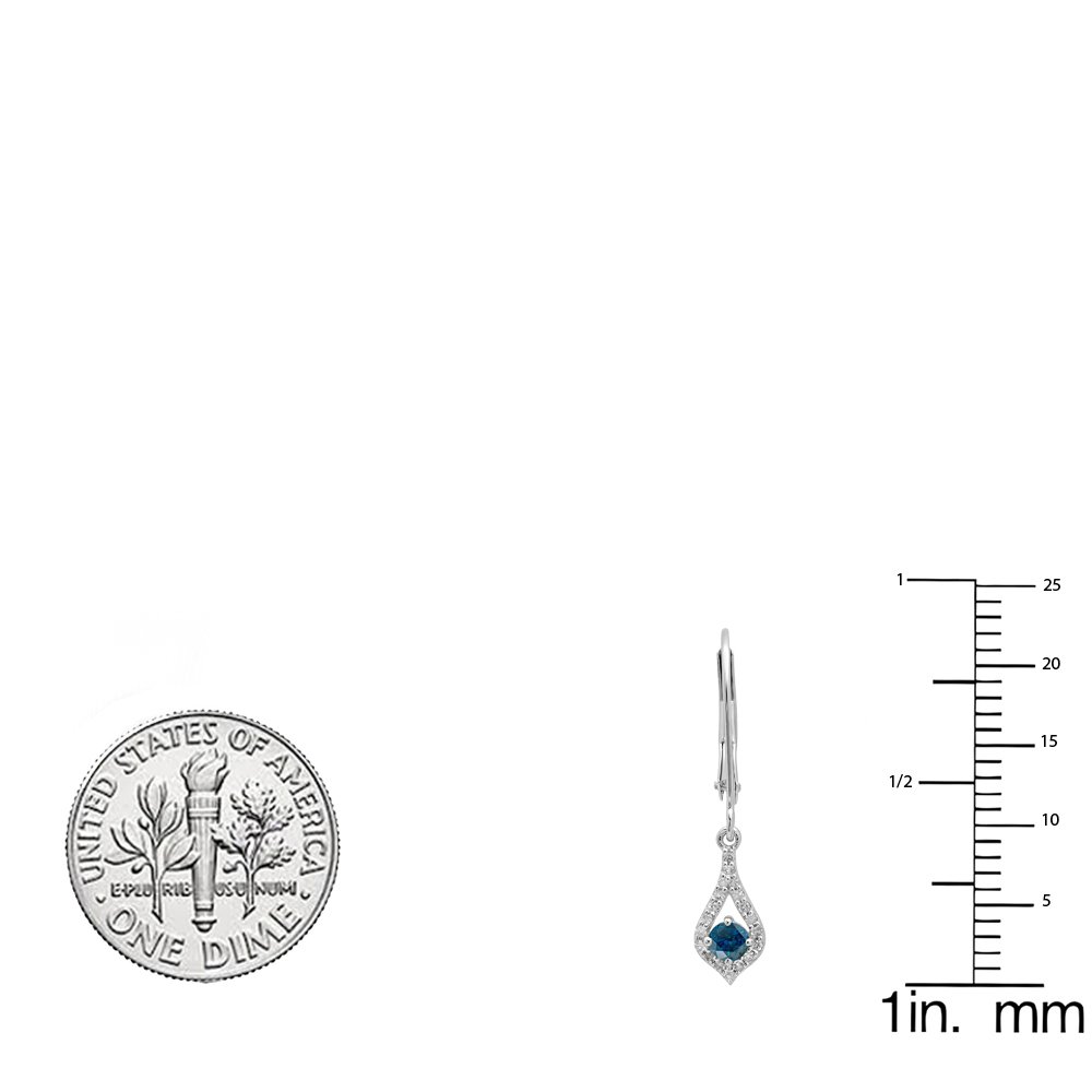 Dazzlingrock Collection 14K Solid White Gold Round Gemstone & White Diamond Drop Earrings for Women - Perfect for Weddings, Parties & Special Occasions