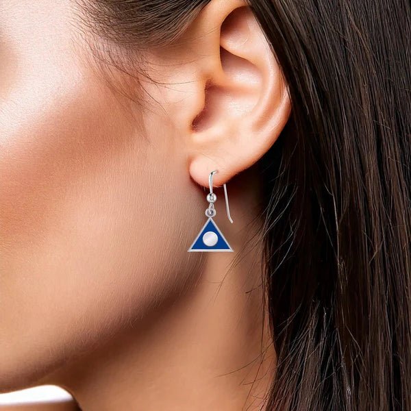 Al Anon Sterling Silver Earrings with Blue Enamel - Elegant Jewelry for Daily Wear & Special Occasions