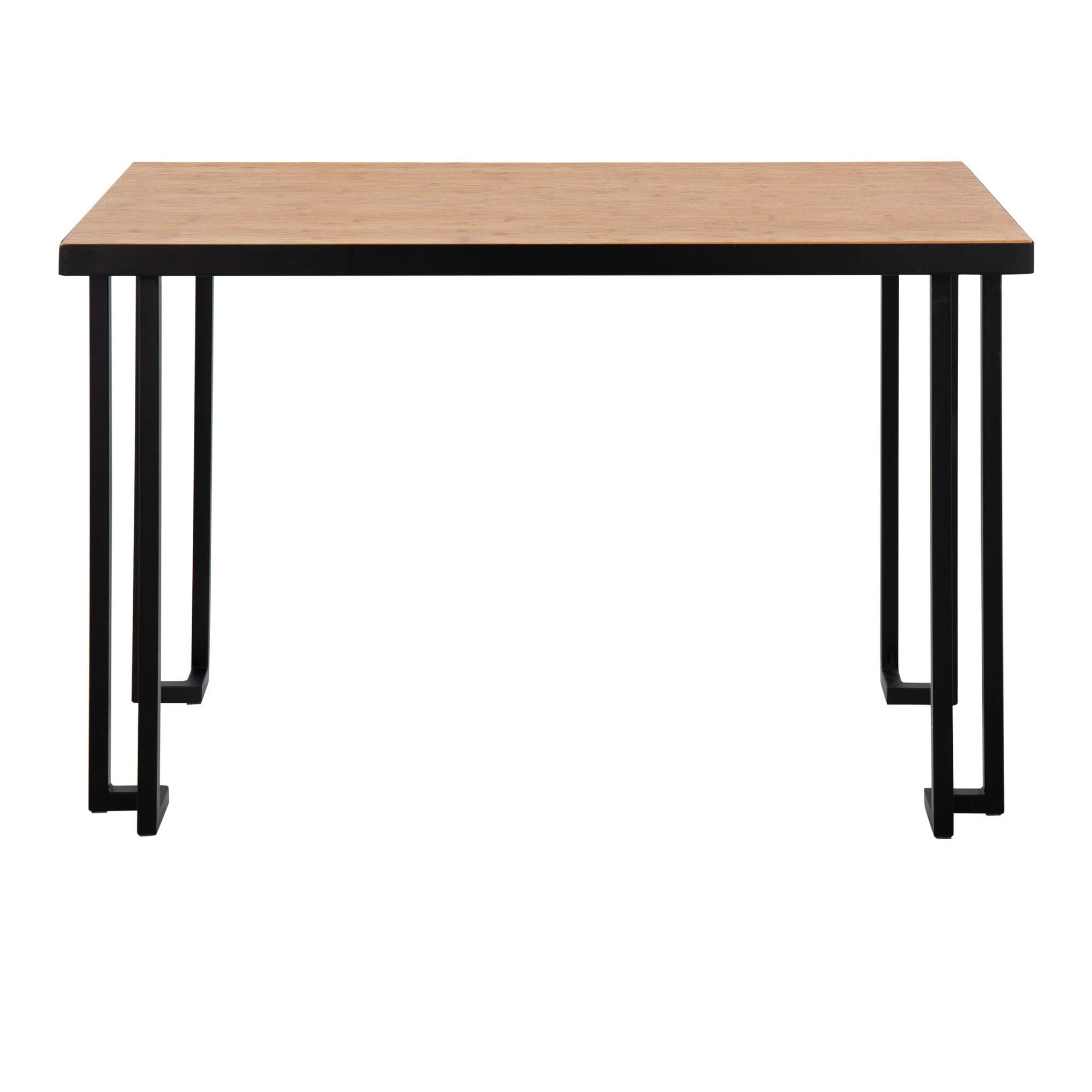 LumiSource Roman Natural Wood Desk - Modern Home Office & Computer Desk in Black | Small Contemporary Desk for Bedroom, Gaming & Workspace | Perfect for Remote Work, Study & Small Spaces