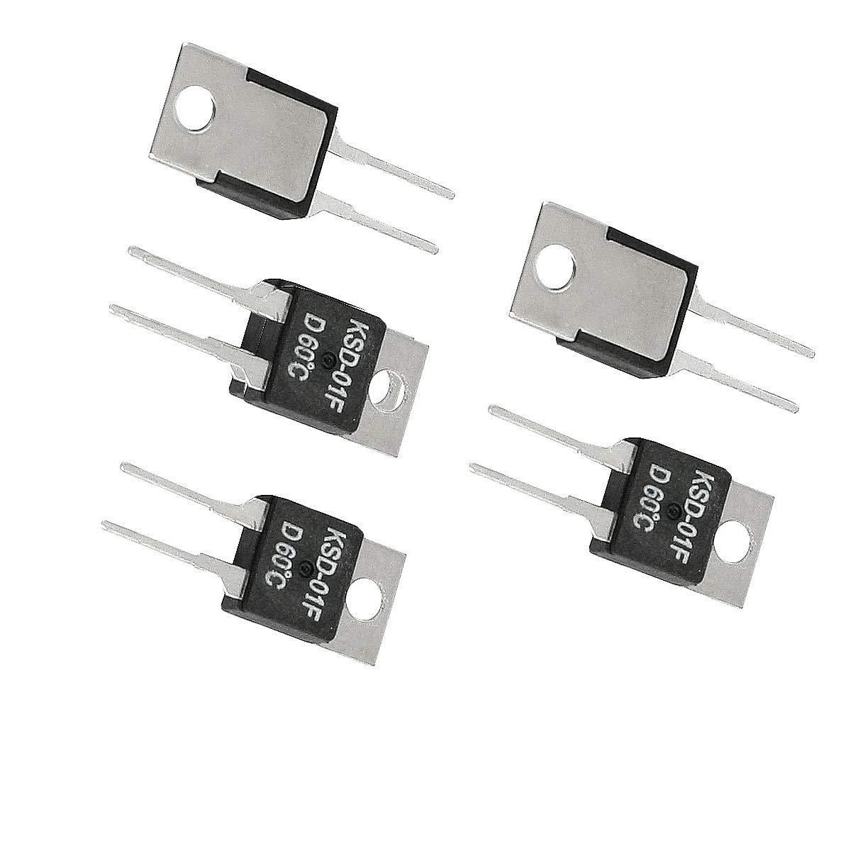 KSD-01F D60C 60°C NC Temperature Control Thermostat Switch - 5-Piece Set for Water Heaters, Coffee Makers & Home Appliances